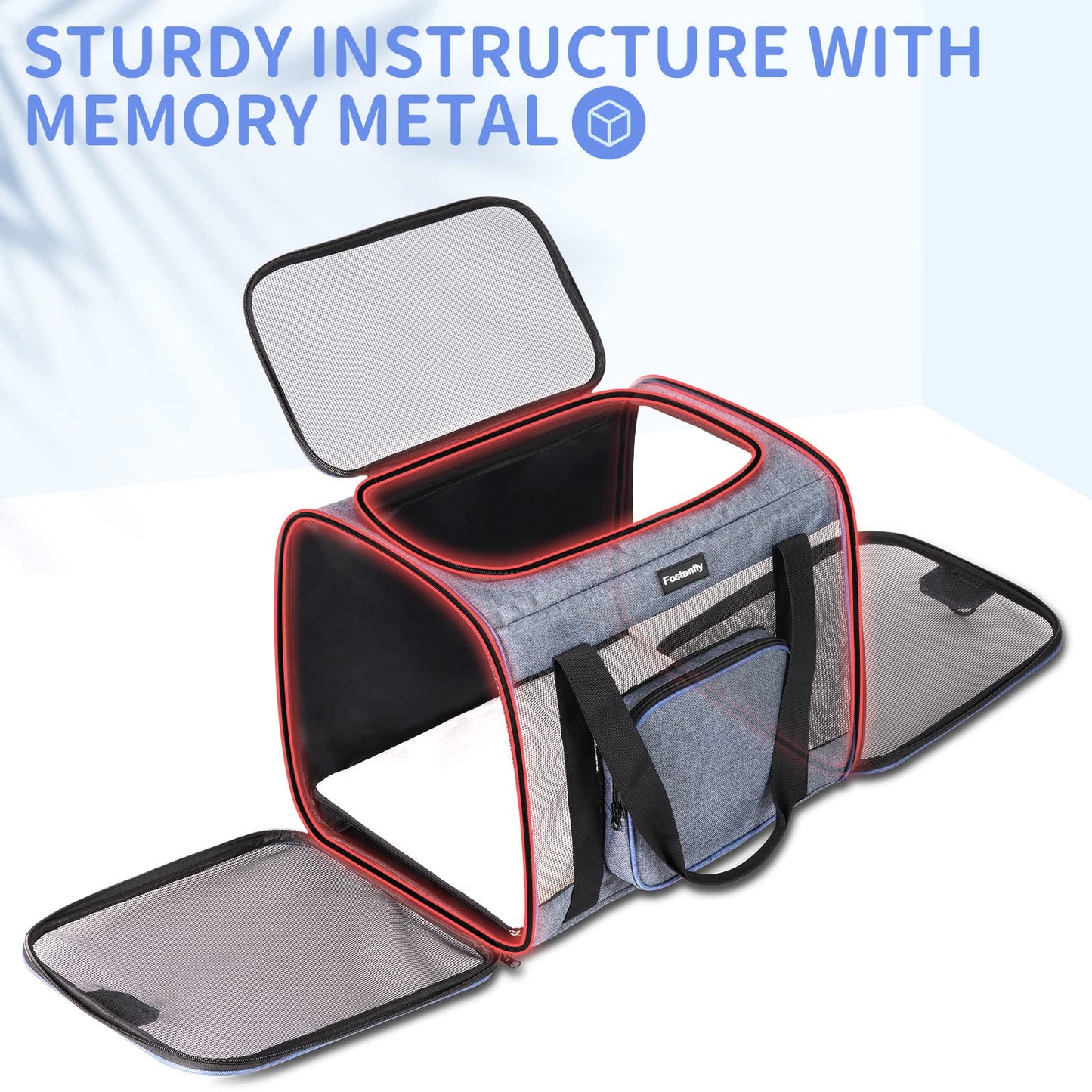 Fostanfly Cat Carriers for Medium Cats Under 20 lbs, Dog Carriers for Small Dogs, Extra Large Pet Bag Soft Sided with Big Pocket,4 Ventilated Windows, 3 Doors