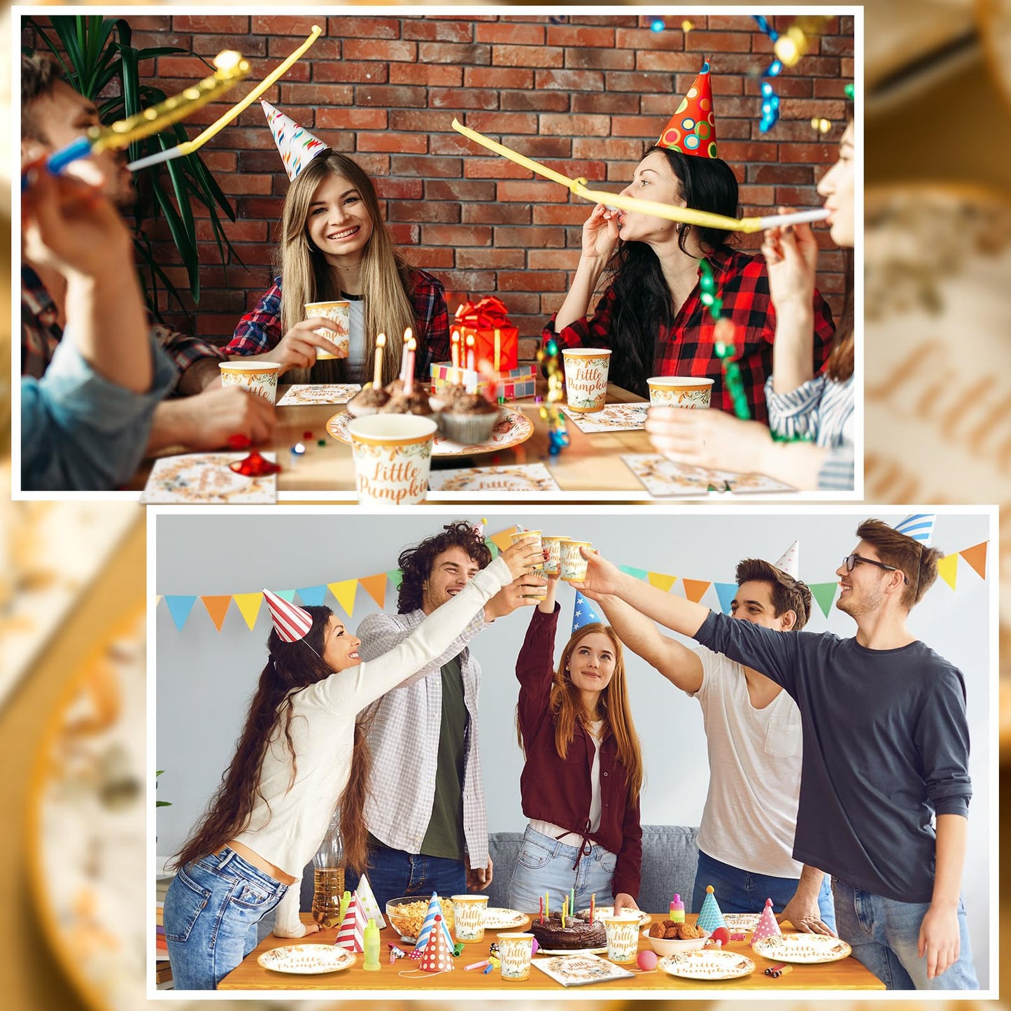 150 Pcs Little Pumpkin Baby Shower Party Decoration Set Serves 50 Fall Disposable Dinnerware Set Dinner Dessert Plates Cups Napkins Autumn Farm Tableware Thanksgiving Party Supplies