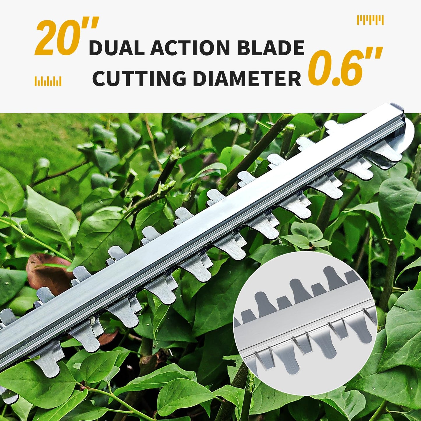 Cordless Hedge Trimmer with Rotatable Handle for Dewalt 20V Battery, 52cm Brushless Motor Trimmers Battery Powered, Electric Hedge Trimmer Cordless Bush Trimmers for Garden, Yard(Battery Not Included)