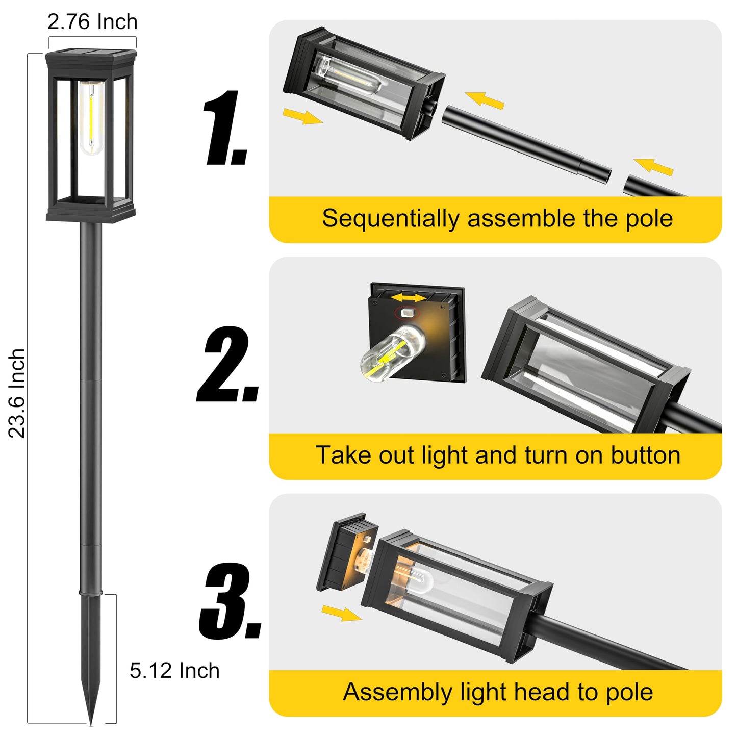 Amzxart 8 Pack Solar Lights Outdoor Garden, Brighter Waterproof Solar Pathway Lights Outdoor, Auto On/Off LED Solar Garden Lights Landscape Lighting for Yard Patio Lawn Driveway