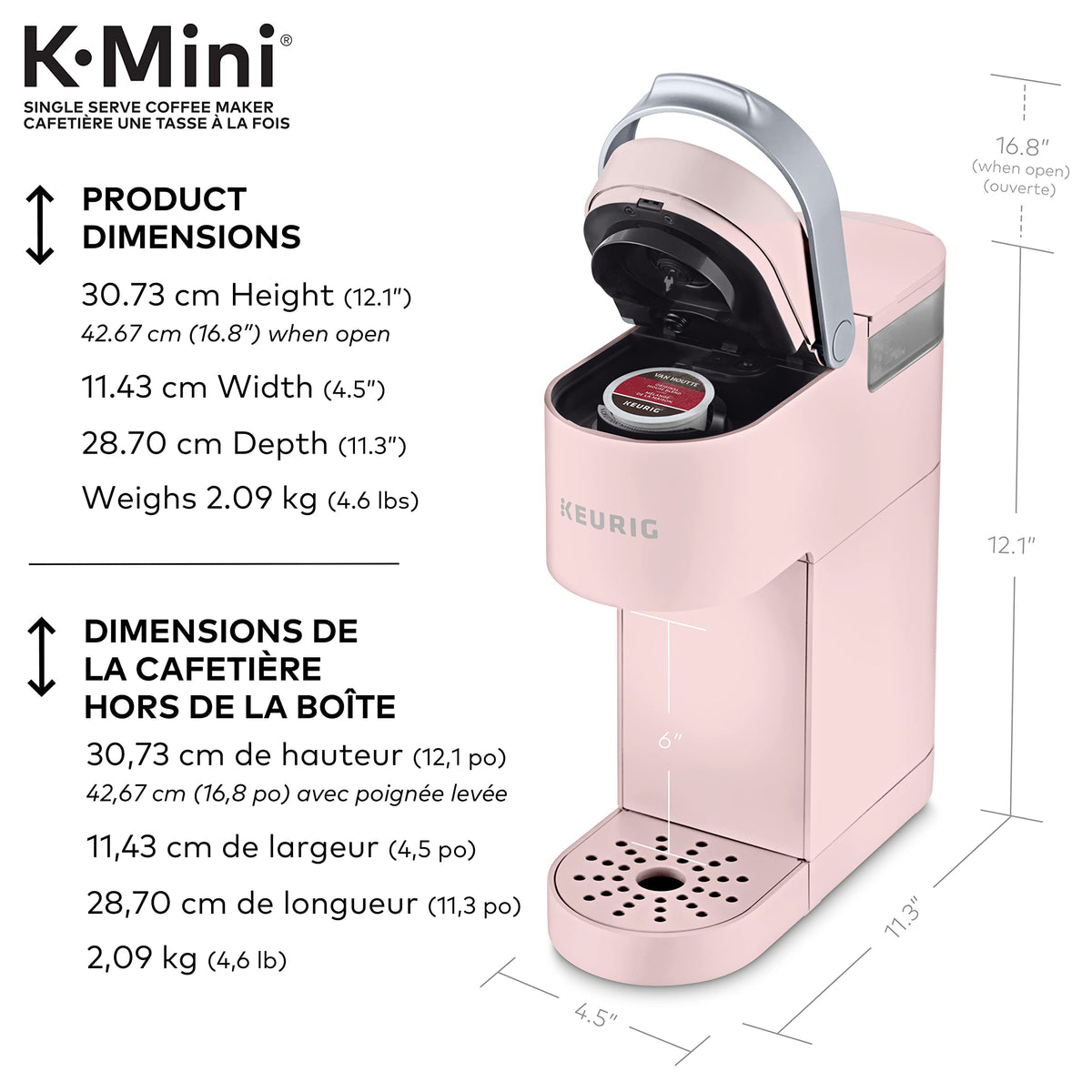 Keurig K-Mini Single Serve K-Cup Pod Coffee Maker, Featuring An Ultra-sleek Design, Dusty Rose