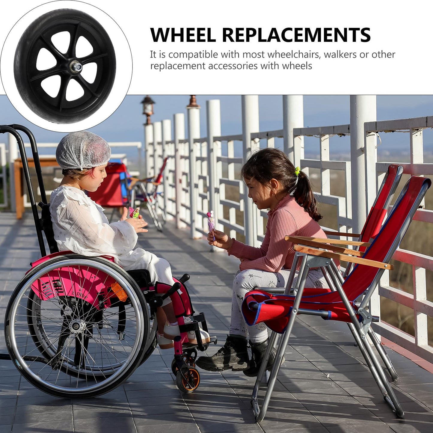 Wheelchair Front Castor Wheels Replacement: Parts Universal Fit 8 Inch 4pcs Black
