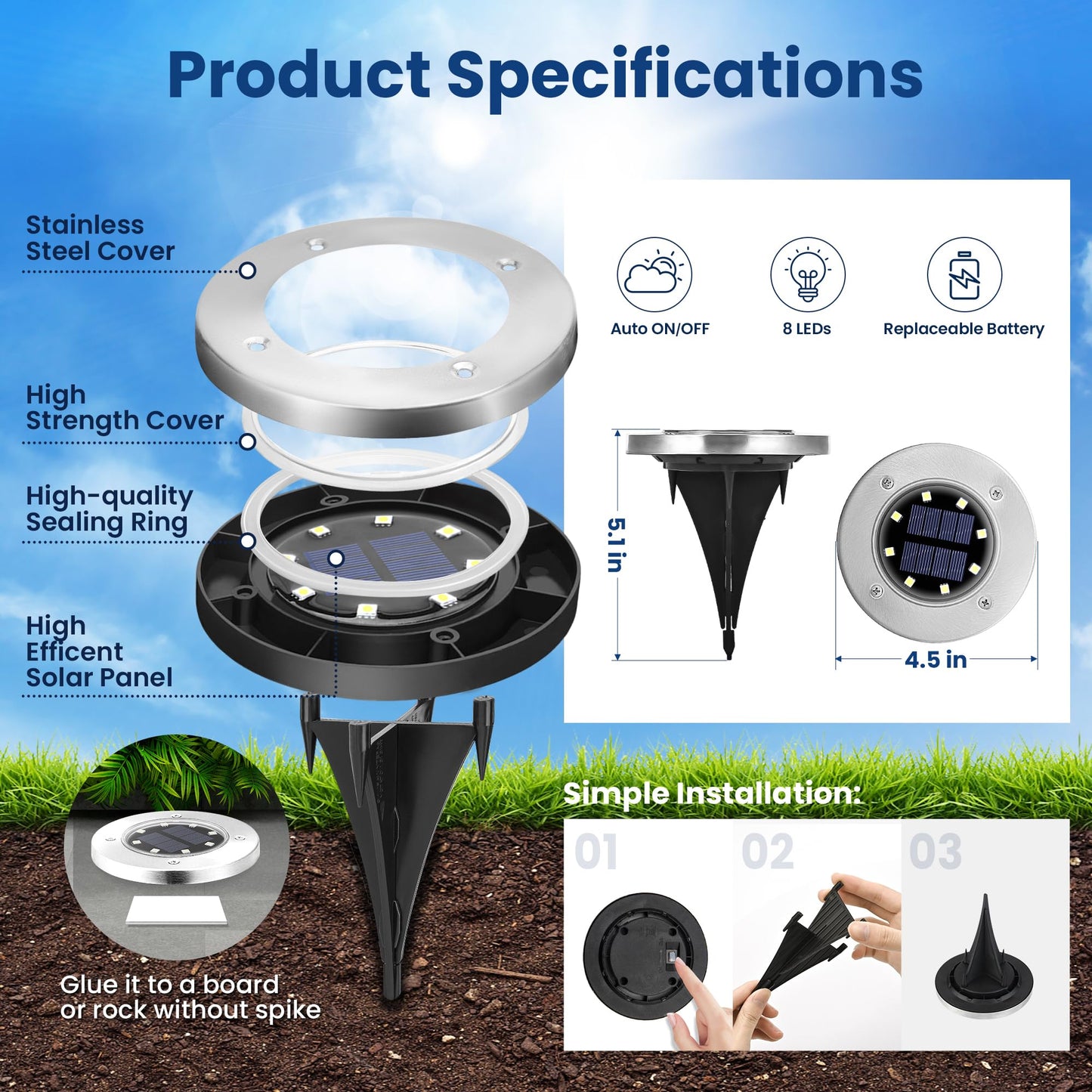 SOLPEX 6 Pack Solar Pool Lights for Above Ground Pools, Waterproof LED Above Ground Pool Lights, Outdoor Pool Decoration Accessories(Warm White)