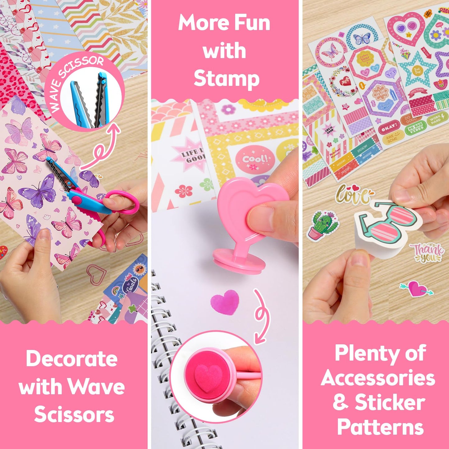 Axirata 2-Pack DIY Journal Kit for Girls, Journal Set for Tween & Teen Girls 6-8-14 Year Old, Art & Crafts Stationery Kit, Scrapbook & Diary Supplies Toy Set Birthday Christmas Ideal Gift for Girls