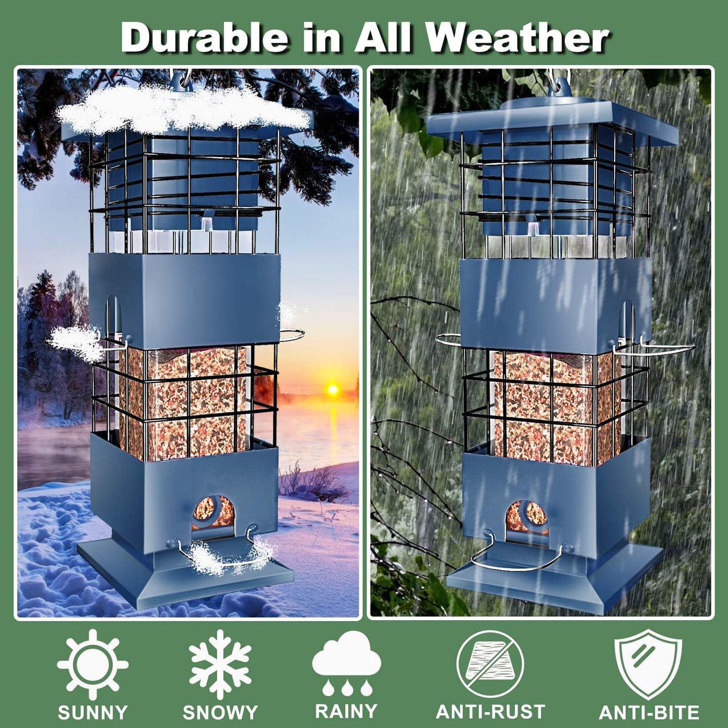 Squirrel Proof Bird Feeder, Hanging Red Bird Feeder for Outdoors, 3lbs Wild Bird Seed Feeder for Cardinal, Finch, Sparrow, Blue Jay,Outside,Garden (Red)