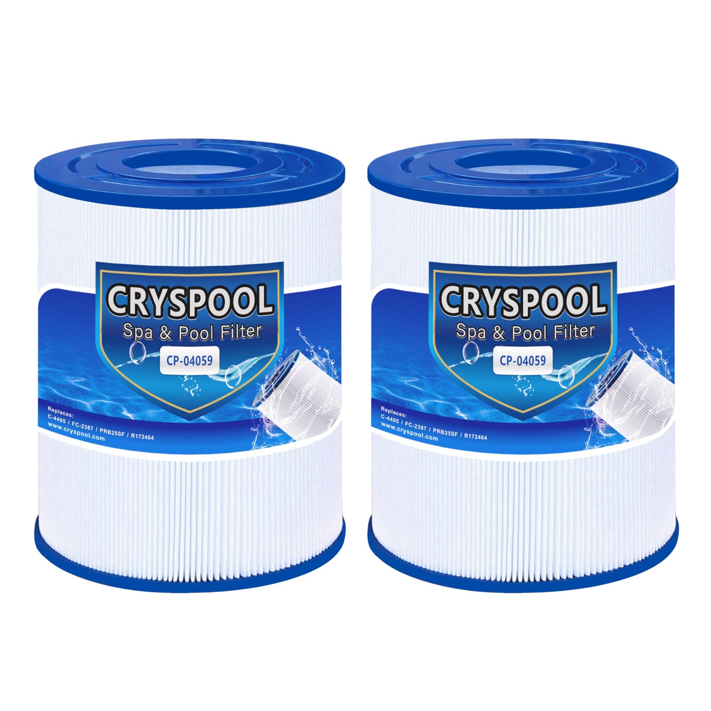 Cryspool® 04059 Filter Compatible with C-4405, FC-2387, PRB25SF, Marquis 20342, R172464, Rainbow DSF 50, APCC7062, 17-2464, 817-5010, 50 Sq. Ft Spa Filter Cartridge, 2 Pack