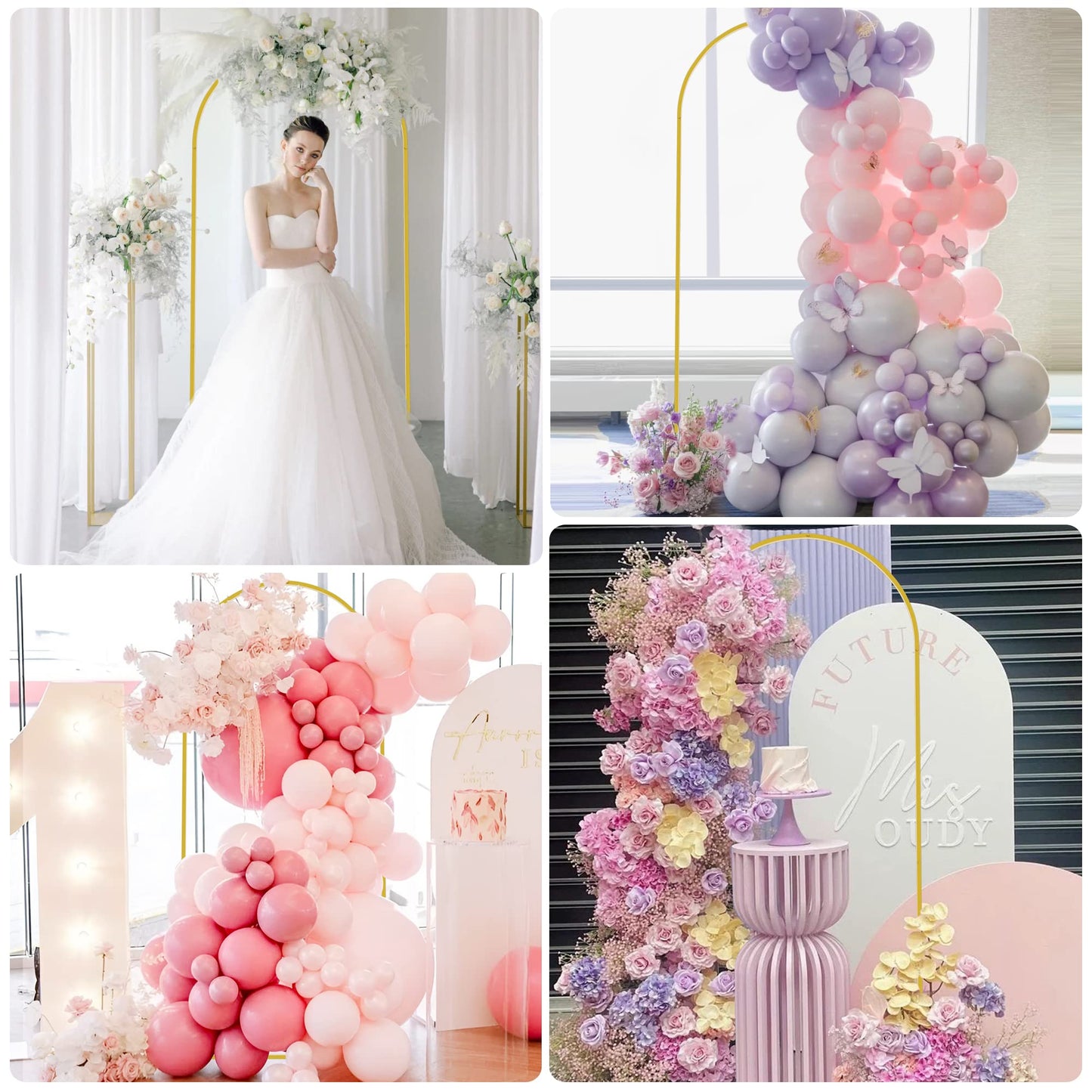 Wokceer 6 FT Wedding Arch Backdrop Stand, Square Gold Metal Arch for Ceremony, Birthday Party, Bridal Baby Shower, Photo Booth, Garden Floral Balloon Decoration