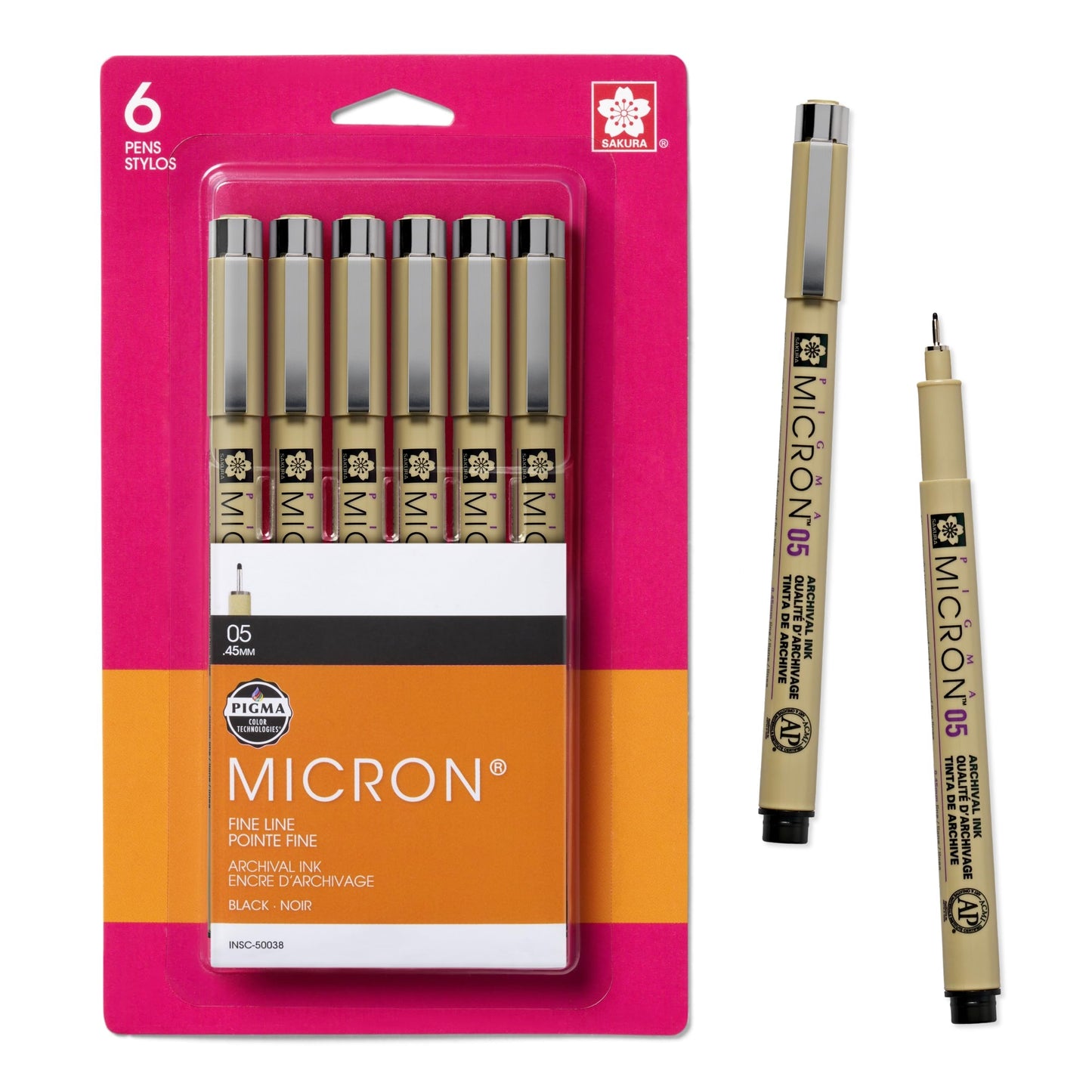Sakura Pigma Micron Fineliner Pens - Archival Black Ink Pens - Pens for Writing, Drawing, or Journaling - Black Ink - 05 Point Size - 6 Pack