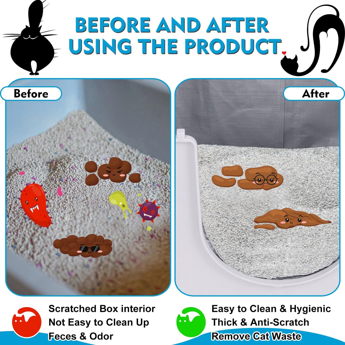 Liner F Compatible with Modkat Flip Litter Box - Reusable Liners for Flip Litter Box - Liner F for Cat Litter Box (4 Pack)