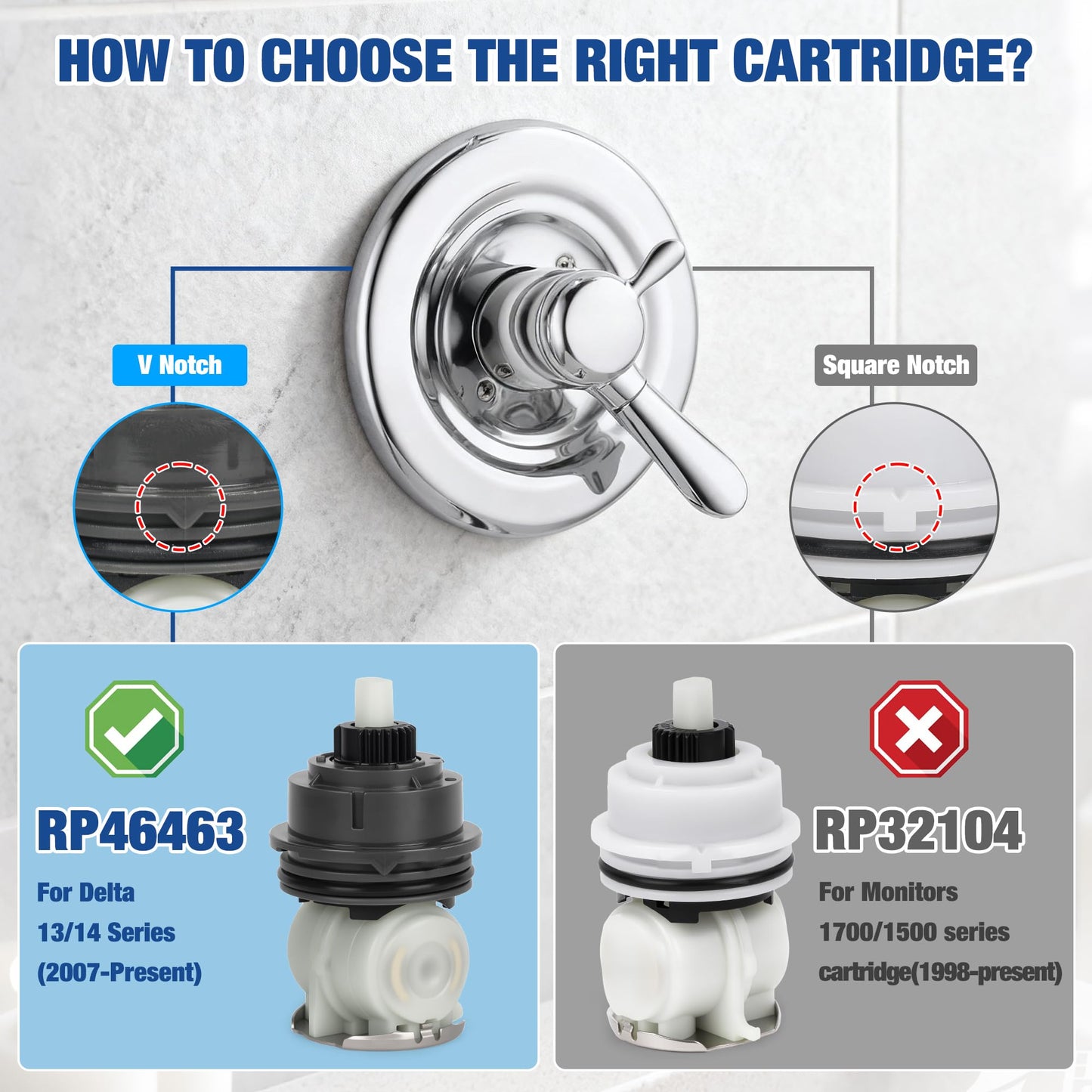 RP46463 Cartridge Replacement for Monitor 17 Series (2006-Present) Compatible with Delta Tub and Shower Faucet Parts Delta Shower Faucet Cartridge with Seat and Spring Adapter