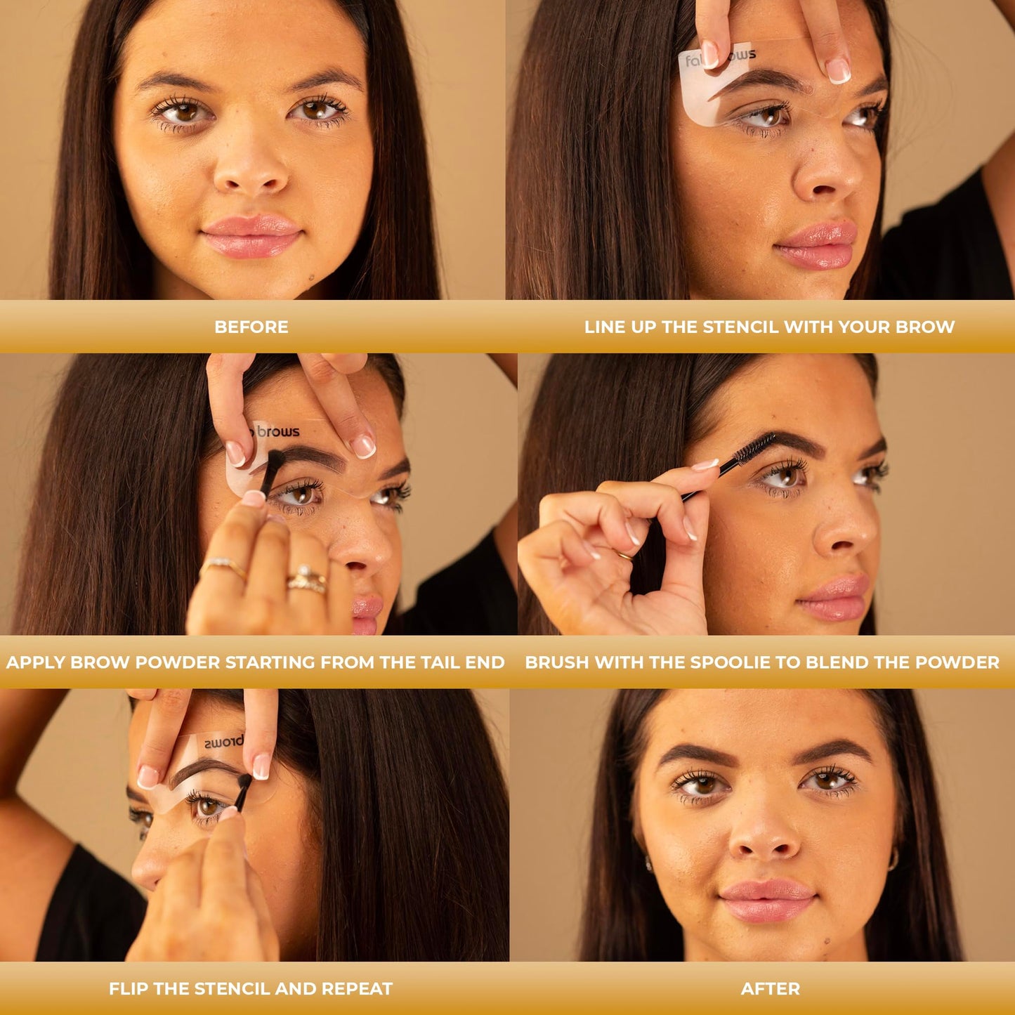 Fab Brows Duo Eyebrow Kit, Ultimate Brow Stencil Kit with Compact Powder Mirror and Eyebrow Shaper, Waterproof Eye Makeup Contour Palette Set for Eyebrow, Eyebrow Cosmetics, (Light/Medium Brown)