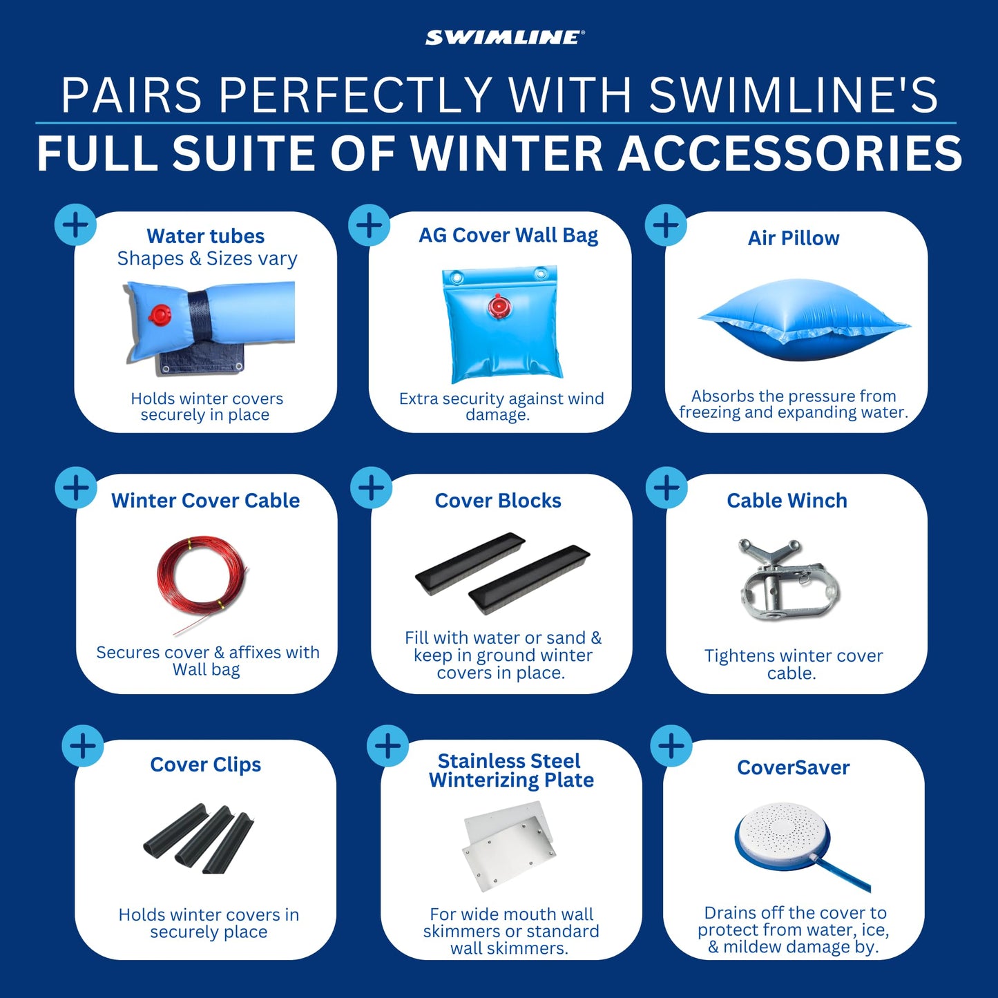 SWIMLINE HYDROTOOLS Air Pillow For Above Ground Pools Cover Winterizing 2-Pack | 4 x 4 ft Cushion Swimming Pool Closing Winter Kit | Cold Resistant Ice Equalizer Thick Pillows Accessories | 1144 ACC44