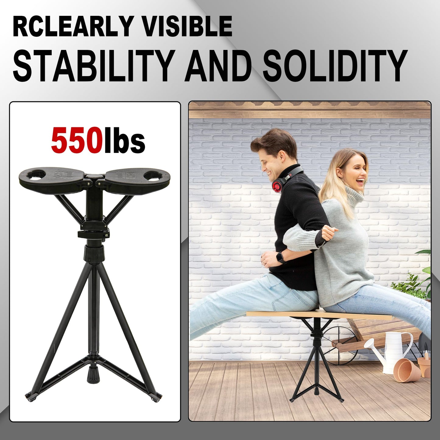 ALEVMOOM Upgraded Walking Cane with Seat, Capacity 550lbs Foldable Cane Chair for Adults, Portable Seats for Seniors, Easy Carry Stick for Hiking Traveling Camping (Black)