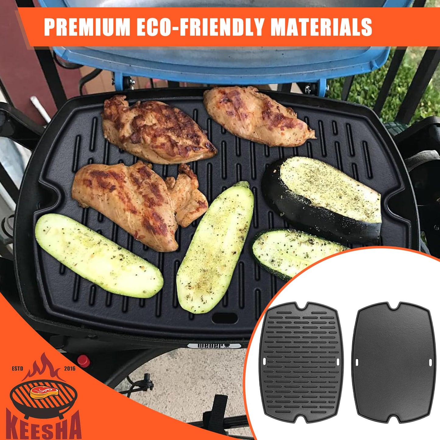 KEESHA 7582 Griddle Replacement Parts for Weber Q1200 Q1000 Q1400 Q100 Q120 Q140 Grills, Griddle Insert 65810 7644 69934 65465, Baby Q, Weber 50060001 50060301 386001 386002 Grill Parts