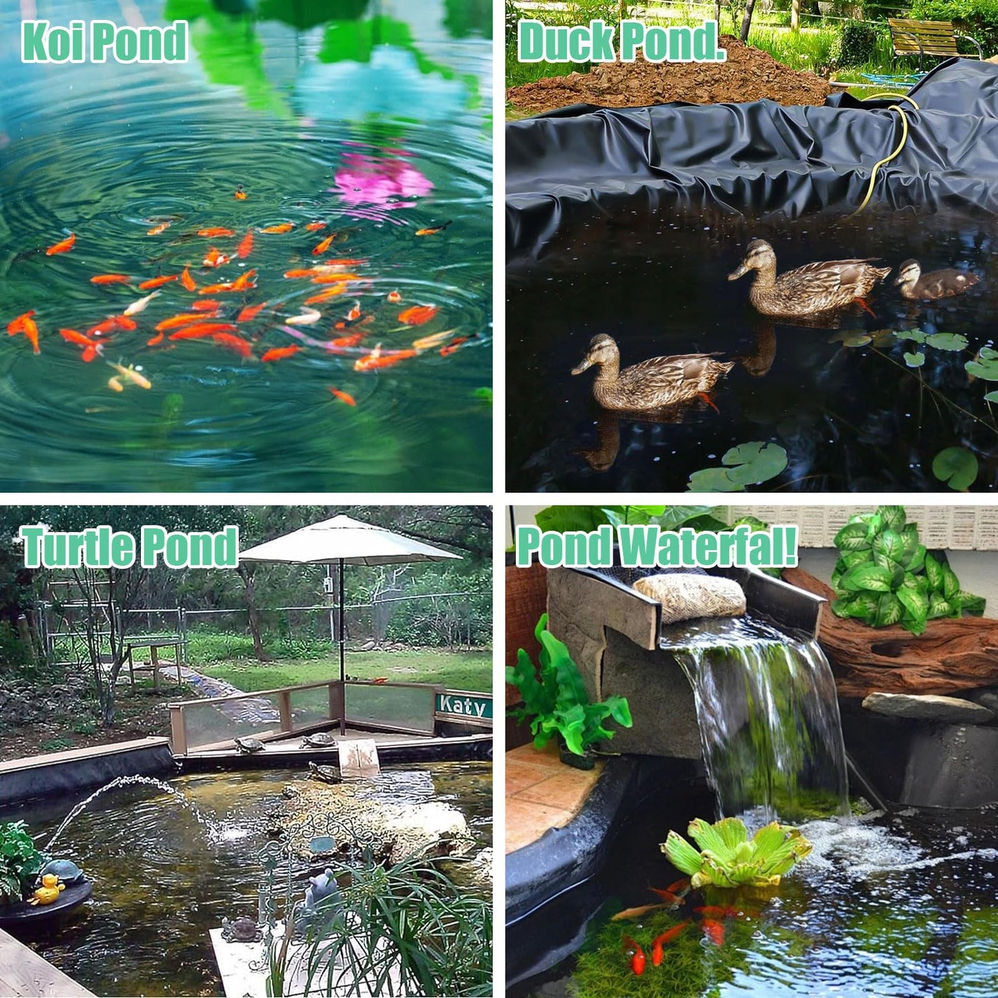 10 x 15 ft Pond Liner, 20 Mil Thickness, UV Resistant Preformed HDPE Pond Liner for Backyard Koi Ponds, Pool, Water Features, Fountains, Waterfall and Water Gardens, Black