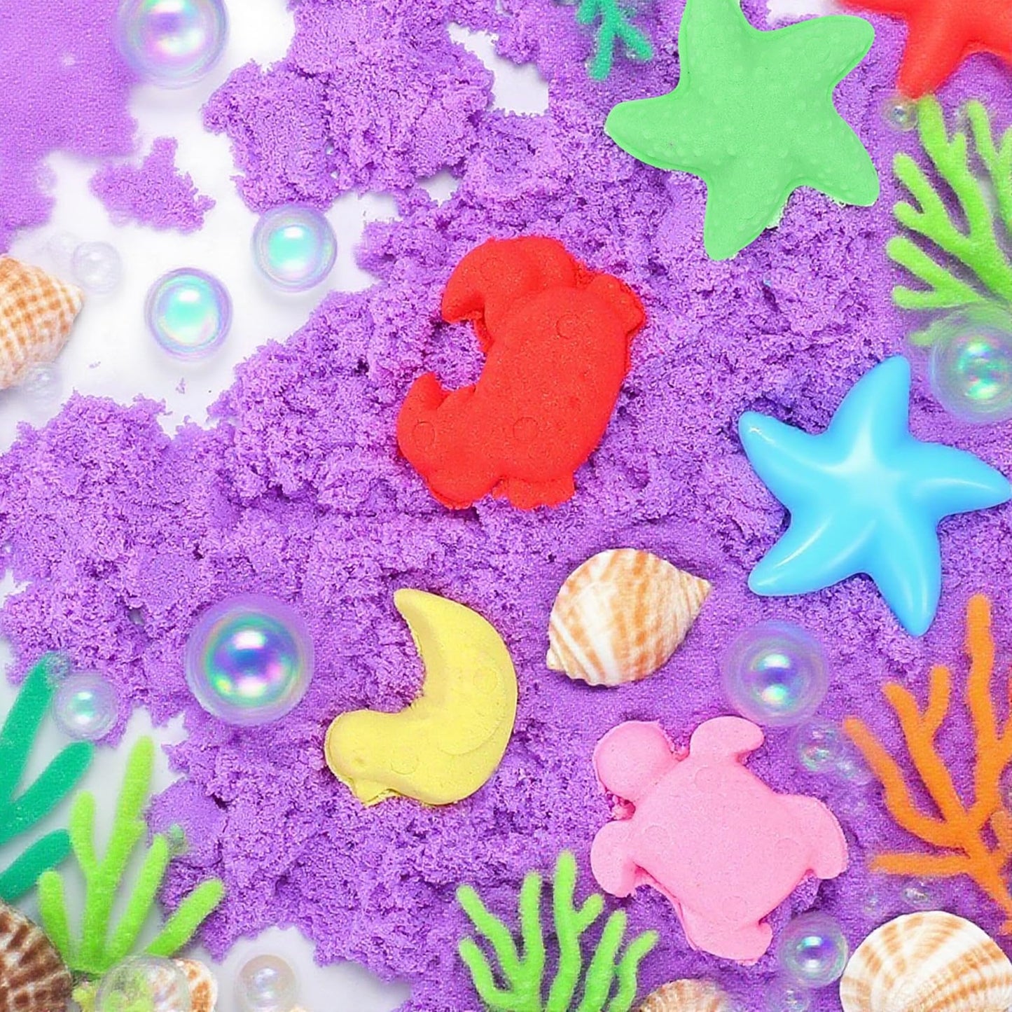 FURWEY 13.3lbs Play Sand,Mixed Packaging of 6-Color Sensory Sand,Suitable for Children to Shaping, Squeezing and Molding