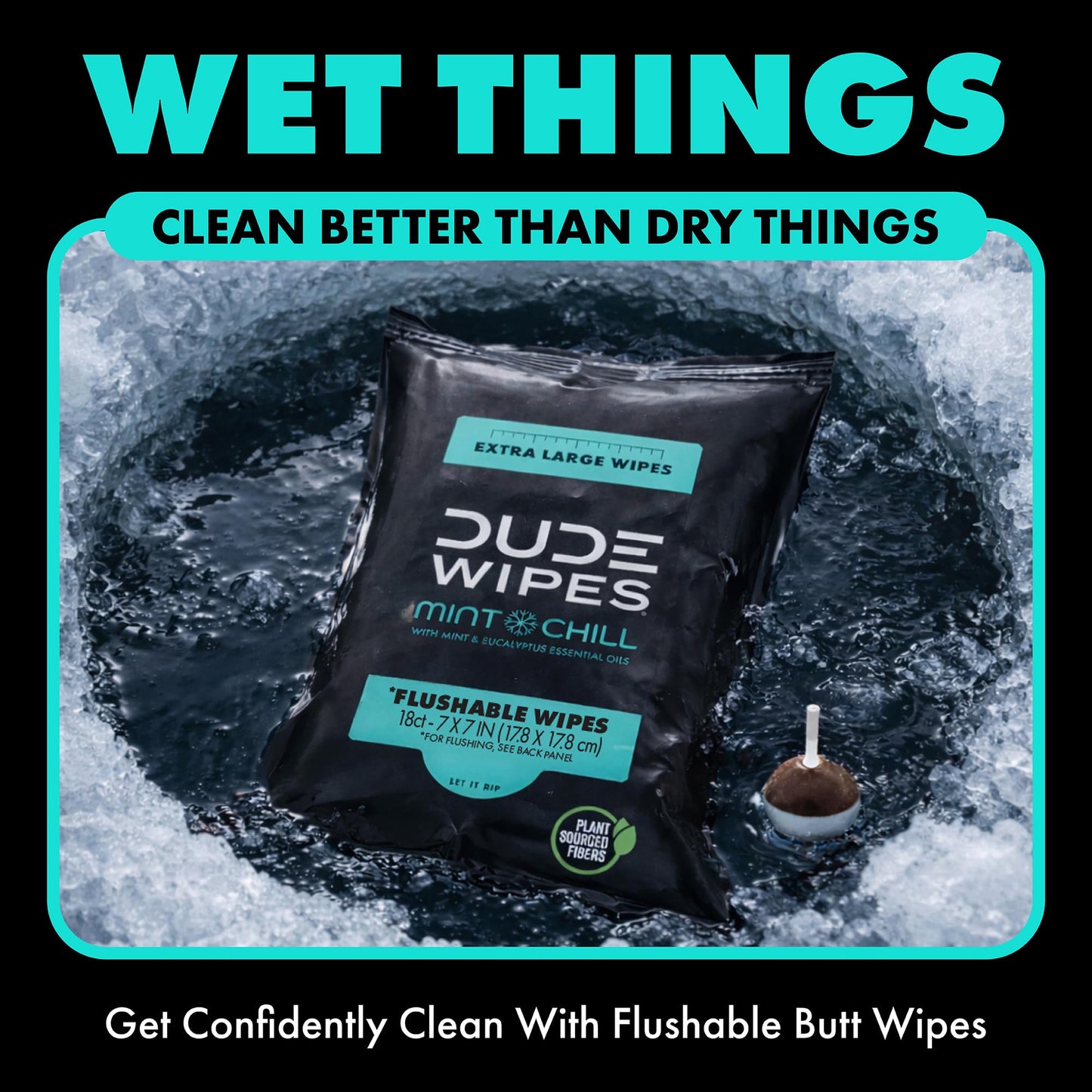 DUDE Wipes - Flushable Wipes Travel Pack - 6 Pack, 108 Wipes - Mint Chill Extra-Large Adult Wet Wipes - Vitamin-E, Aloe Vera, Eucalyptus, and Tea Tree Oils - Septic and Sewer Safe Butt Wipes