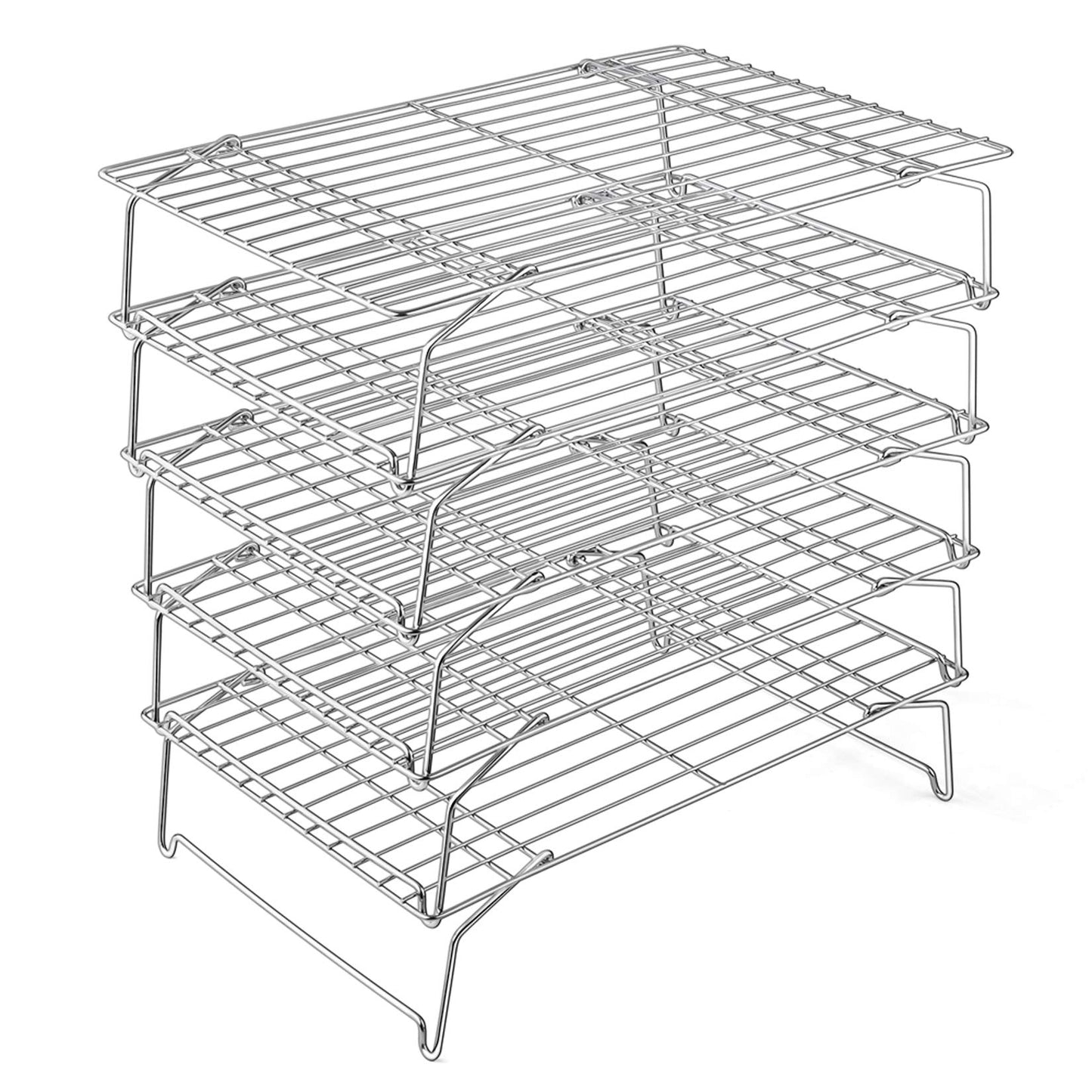 Cooling Rack, P&P CHEF 5-Tier Stainless Steel Stackable Baking Cooking Racks for Cooling Roasting Grilling, Collapsible & Heavy Duty, Oven & Dishwasher Safe - 15’’x10’’