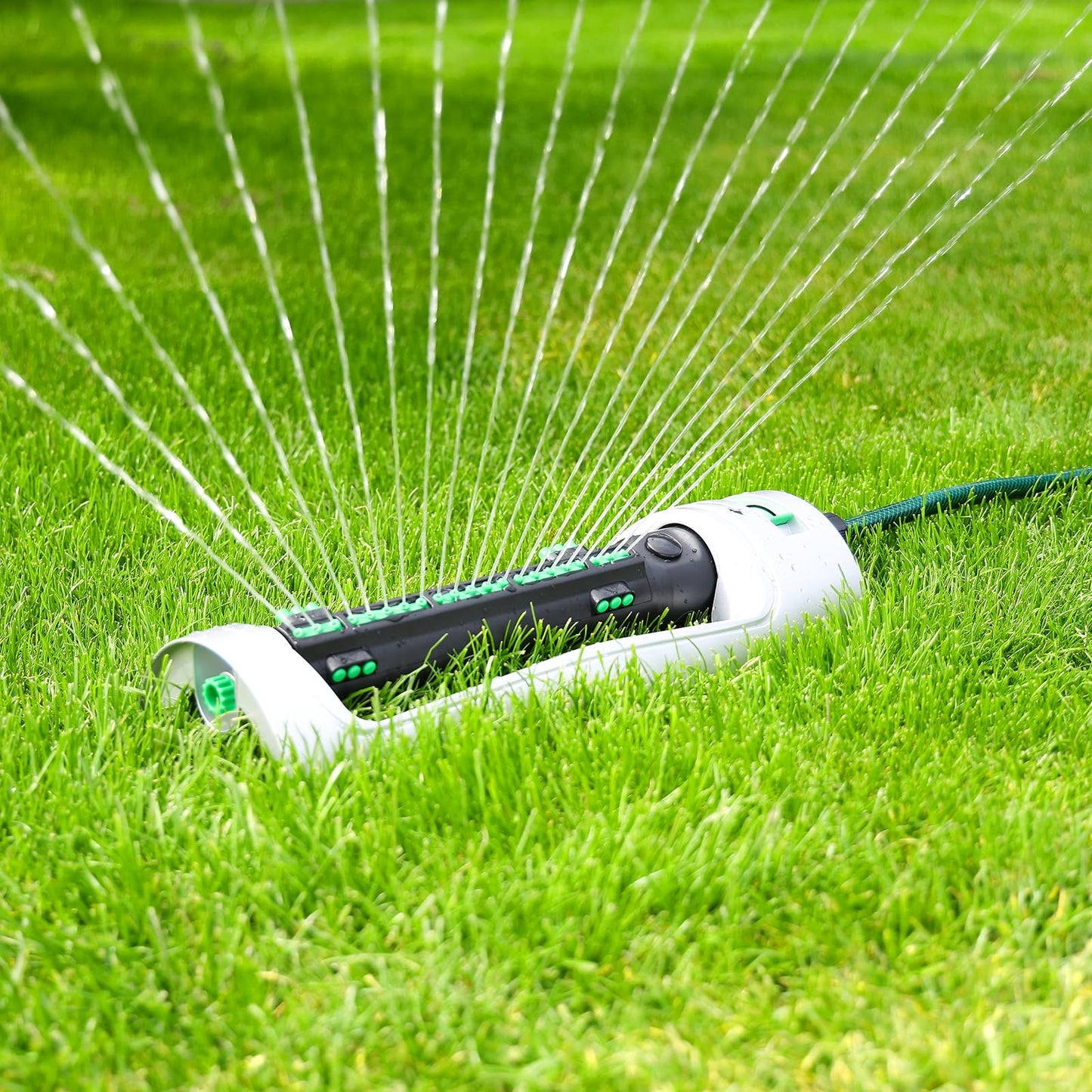 RESTMO Turbo Oscillating Sprinkler with 21 Durable Nozzles, Weighted Base, Covers Up to 4,200 Sq. Ft., Adjustable Width Sprinkler for Yard