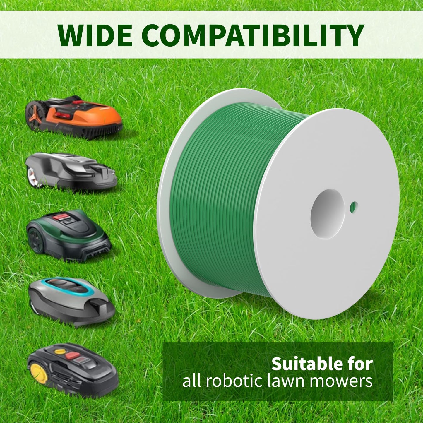 656ft/ 200m Universal Lawnmower Boundary Wire Contains 50x Lawn Pegs+10x Wire Connectors+9X Titanium Blades - Headley Tools Robotic Lawnmower Wire Compatible with Gardena/Husqvarna/Worx