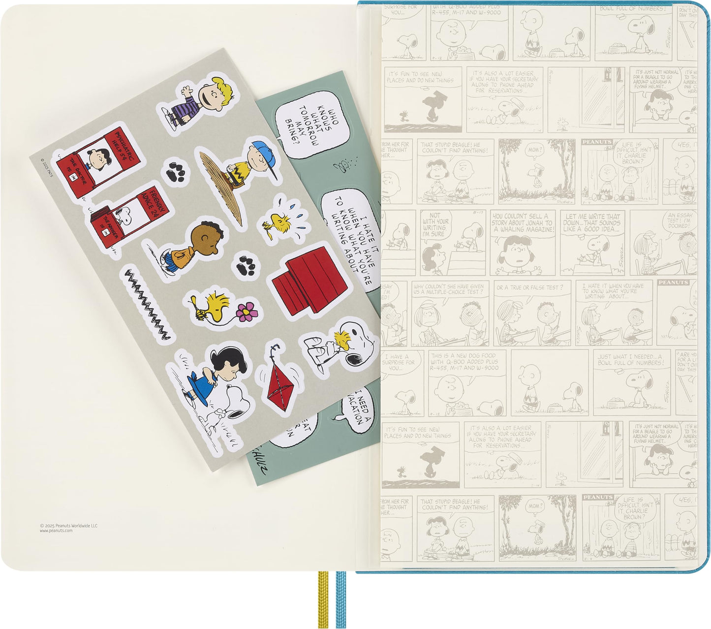 Moleskine Limited Edition Peanuts 'Charlie & Lucy' 18 Month 2025-2026 Weekly Planner, Hard Cover, Large (5" x 8.25"), Reef Blue, 208 pages