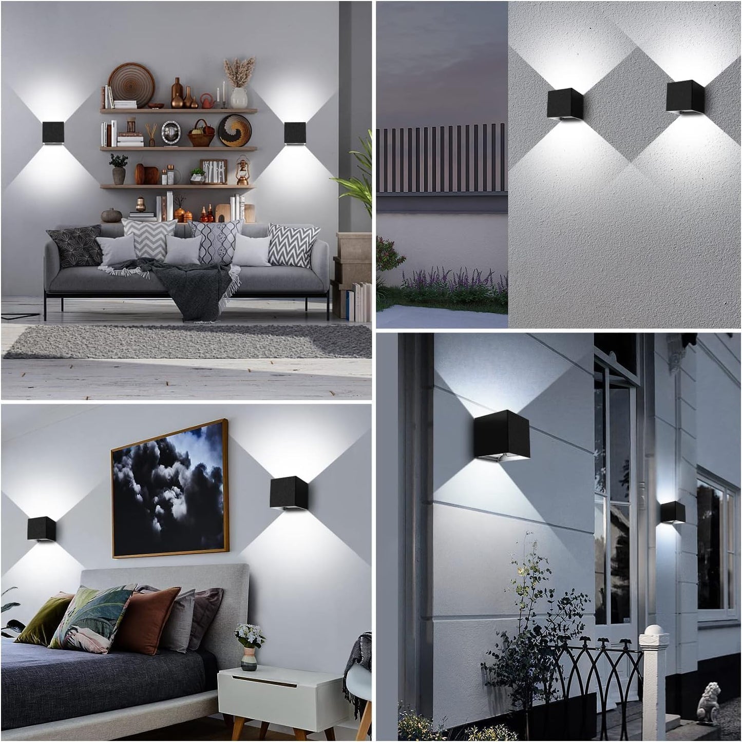 LEDMO 20W Outdoor Wall Lights, Modern LED Up Down Wall Lighting with Adjustable Beam, 6000K Waterproof LED Patio Fixture for Yard Garage (2 Pack)