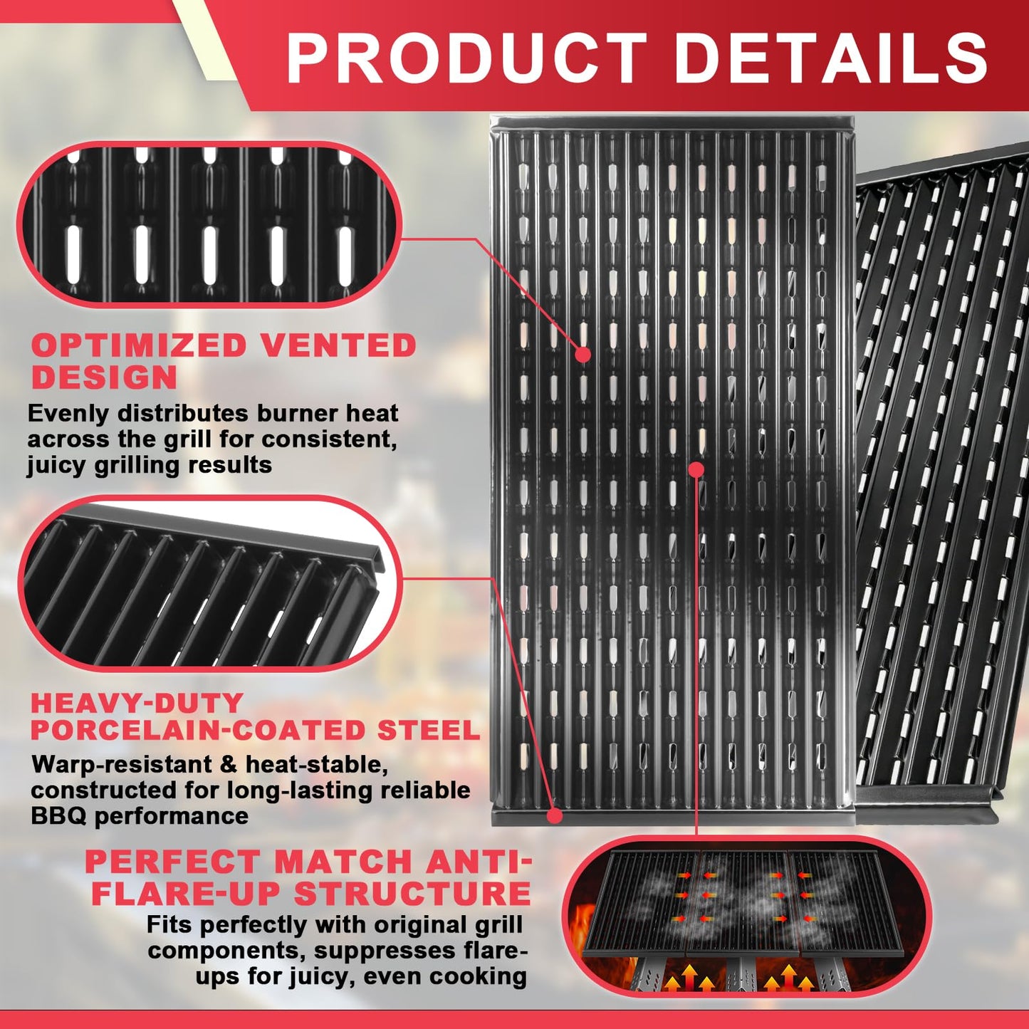 17 inch Infrared Grill Grates for CharBroil Performance Tru Infrared 2 Burner 300 Gas Grill Replacement Parts, Char-broil 463371116 463633316 463672019 463672416 463672219 G460-0500-W1 Grill Parts