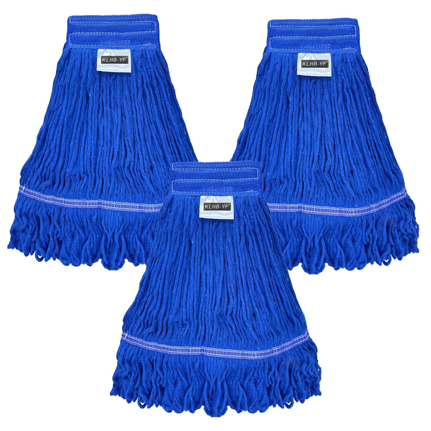 KLHB-YF 21 oz Thick Looped End Blue Mop Heads - Heavy Duty Thick Blue Replacement Mop Heads Cotton Washable Industrial mop Heads Heavy Duty for Commercial & Home Cleaning（blue）