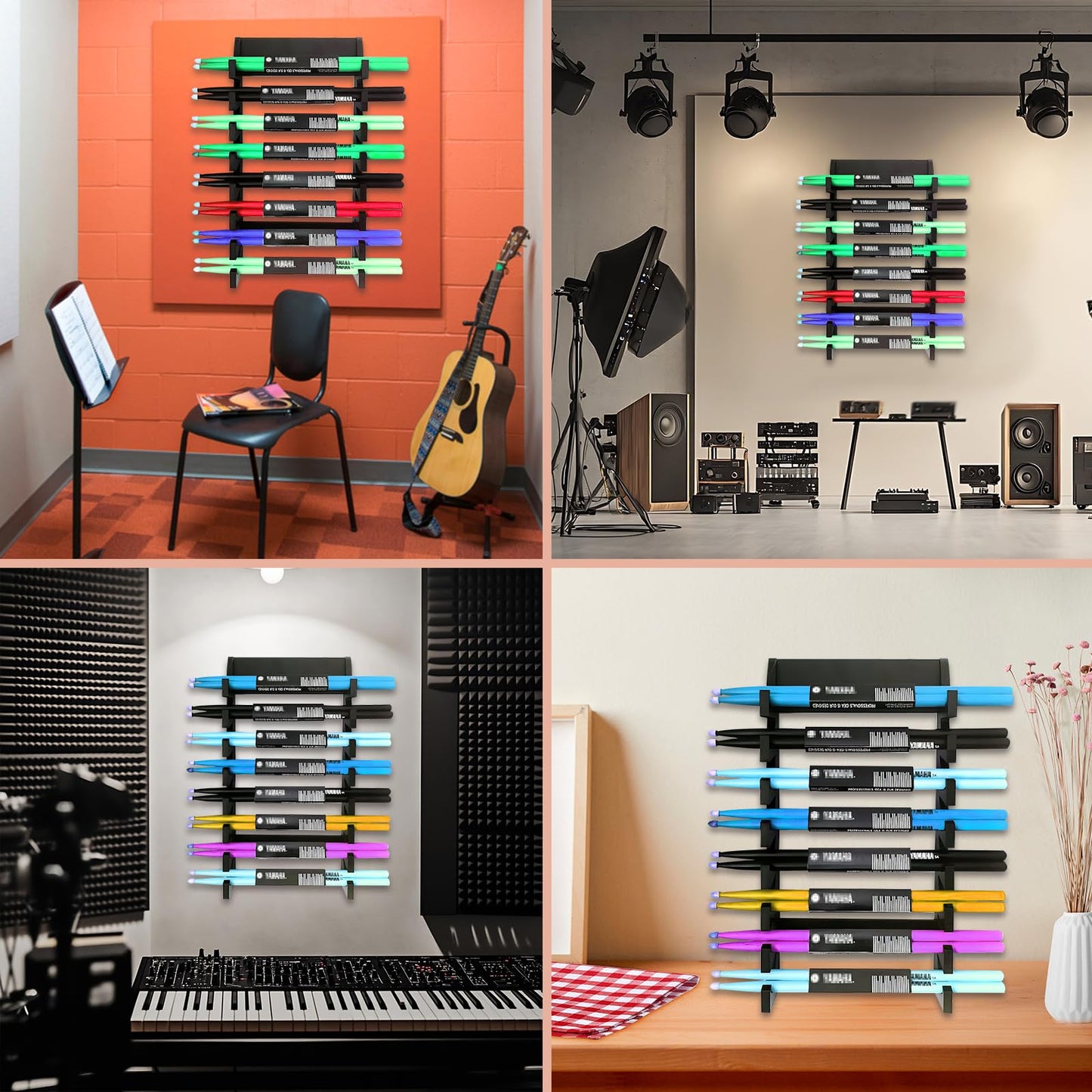 Acrylic Drum Stick Holder, Drum Stick Display Holder, Drum Stick Holder, Wall Mounted Stick Holder holds 8 sets of drumsticks Drumstick Organizer Holder for Display