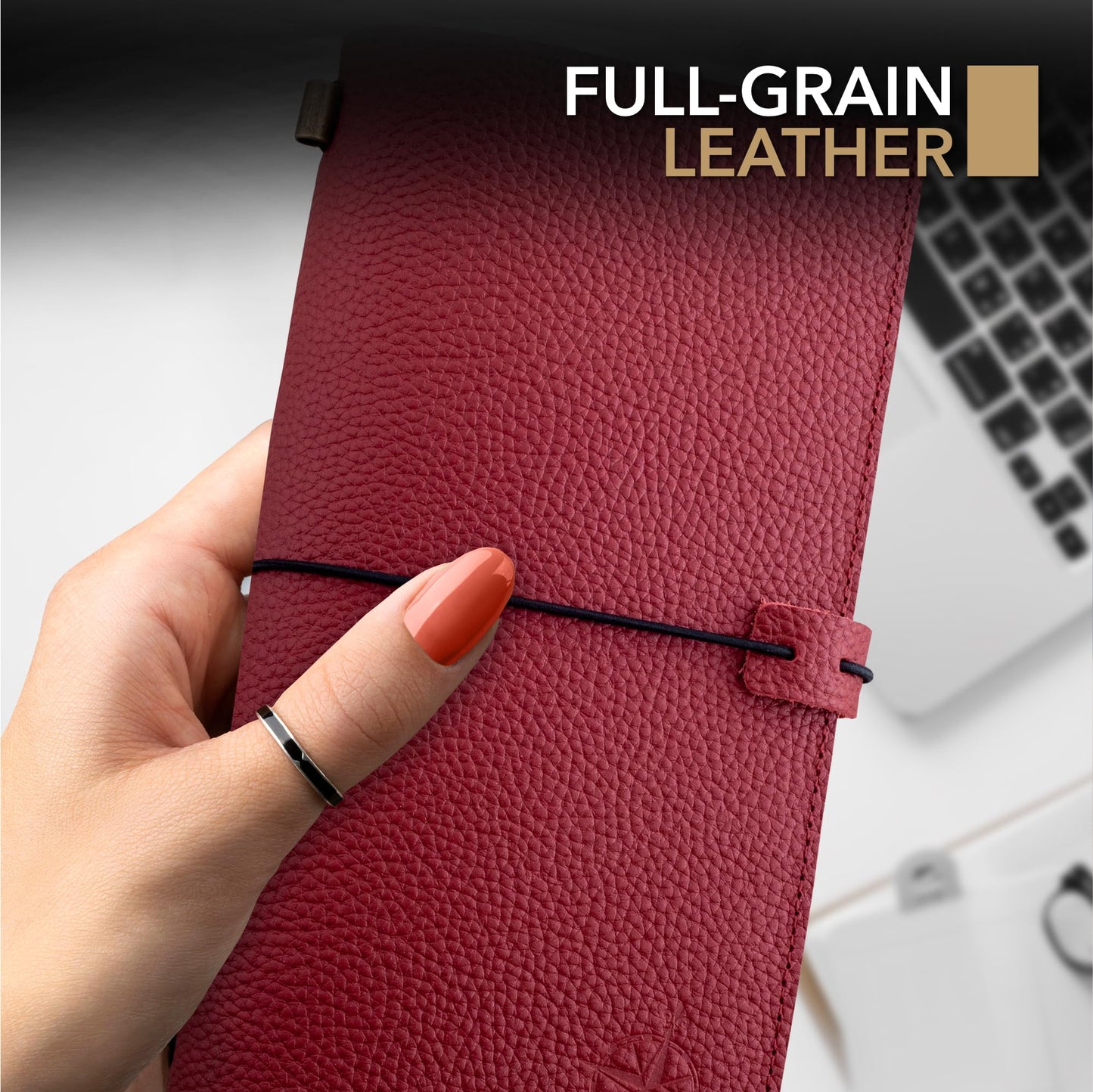 Wanderings Regular Size Travelers Notebook with Pockets - 4.75" x 8.5" (12 x 22cm) - Refillable Travelers Journal - Beautifully Handcrafted, Red Leather Journal, includes 100 GSM Blank Inserts
