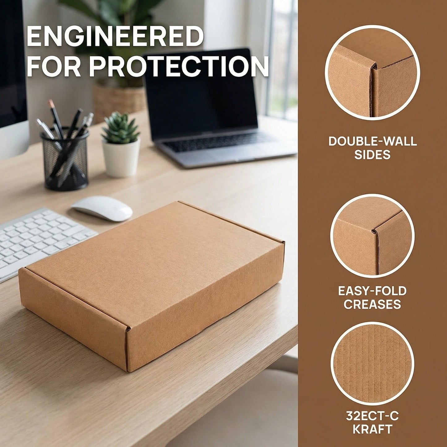 Cedilis 30 Pack 12x8x2 Inches Shipping Boxes, Brown Corrugated Cardboard Mailer Boxes, Medium Mailing Boxes for Shipping Packing Small Business