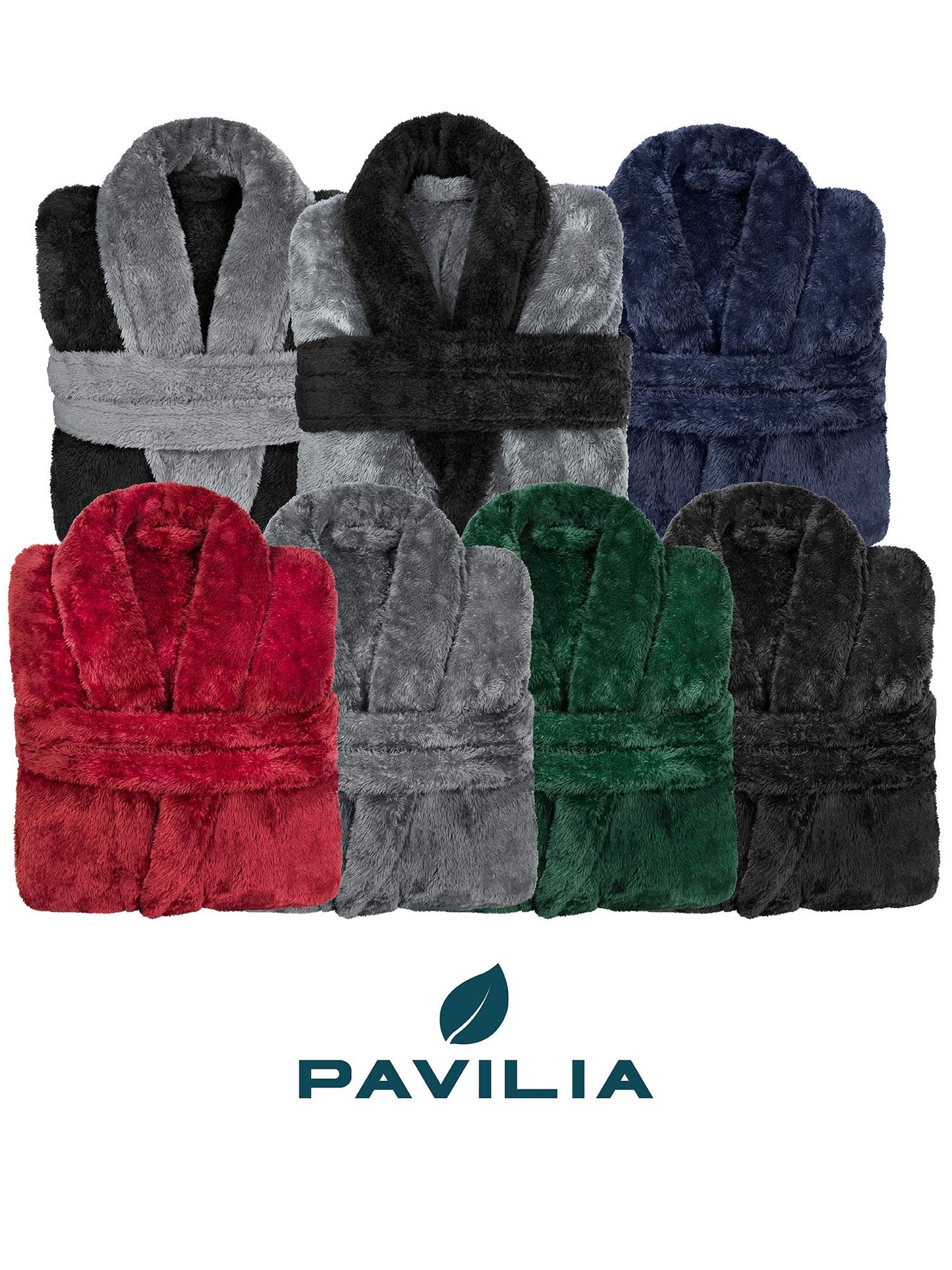 PAVILIA Mens Soft Robe, Plush Fluffy Fleece Bathrobe Men, Long Sherpa Shaggy Fuzzy Spa Bath Robe, Green, Small-Medium