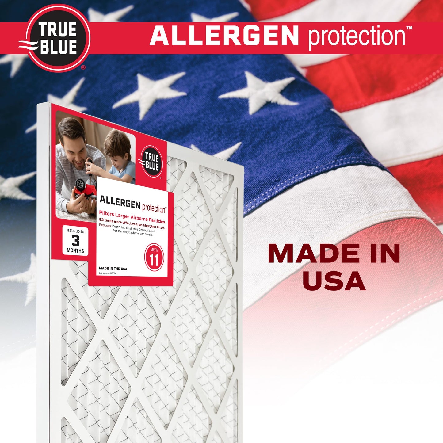 True Blue 318241.4 Allergen 18-Inch by 24-Inch by 1-Inch Air Filter, 4-Pack