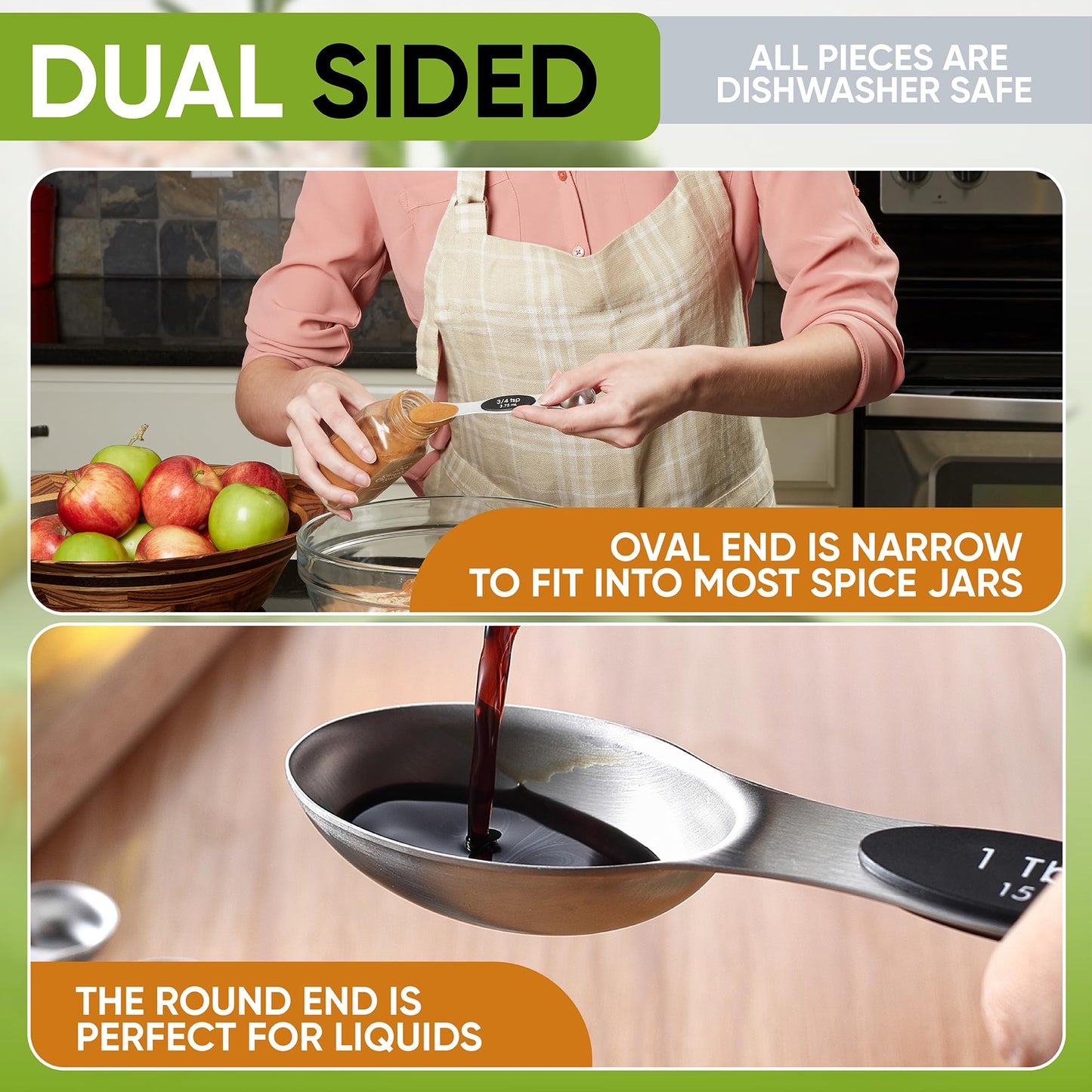 Spring Chef Stainless Steel Magnetic Measuring Cups & Spoons Set of 15 with Leveler (Patented), Heavy Duty Measuring Cups & Spoons for Baking & Cooking - for Dry & Liquid Ingredients - Black