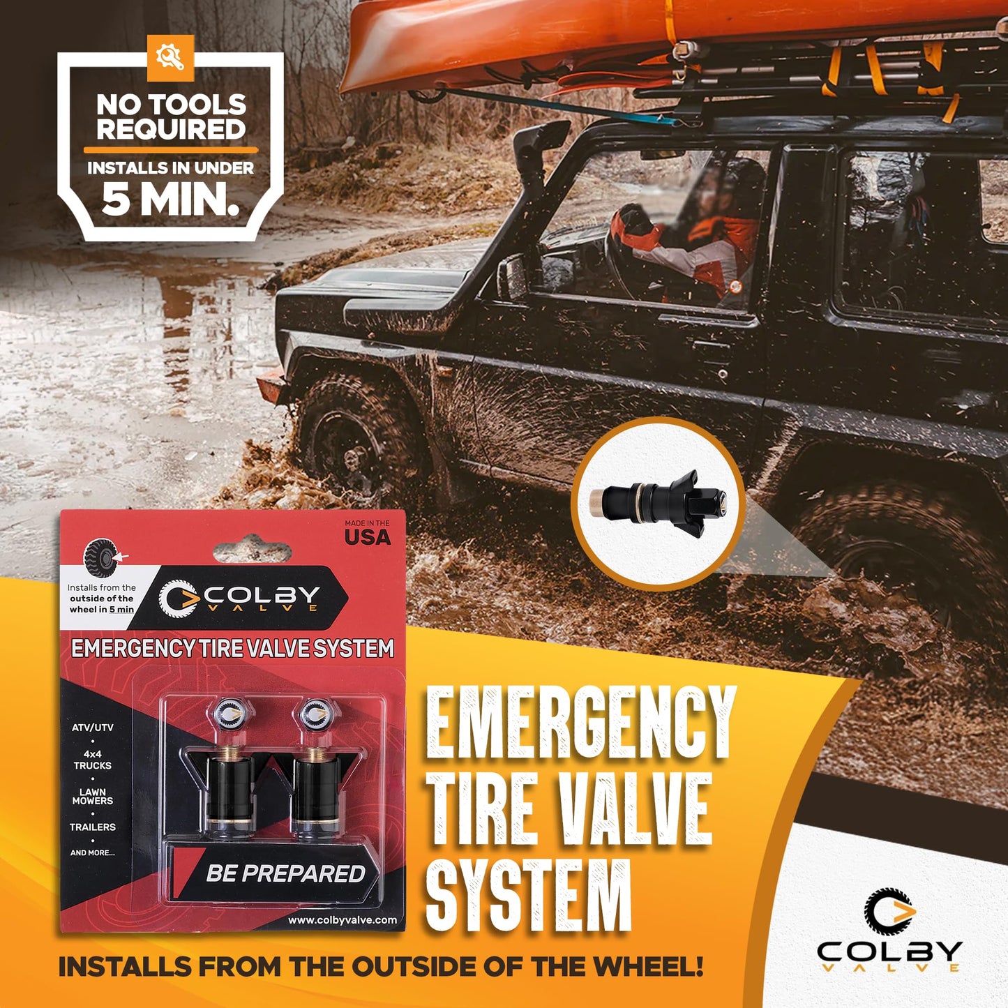 Colby Valve Emergency Tire Valves (Black)