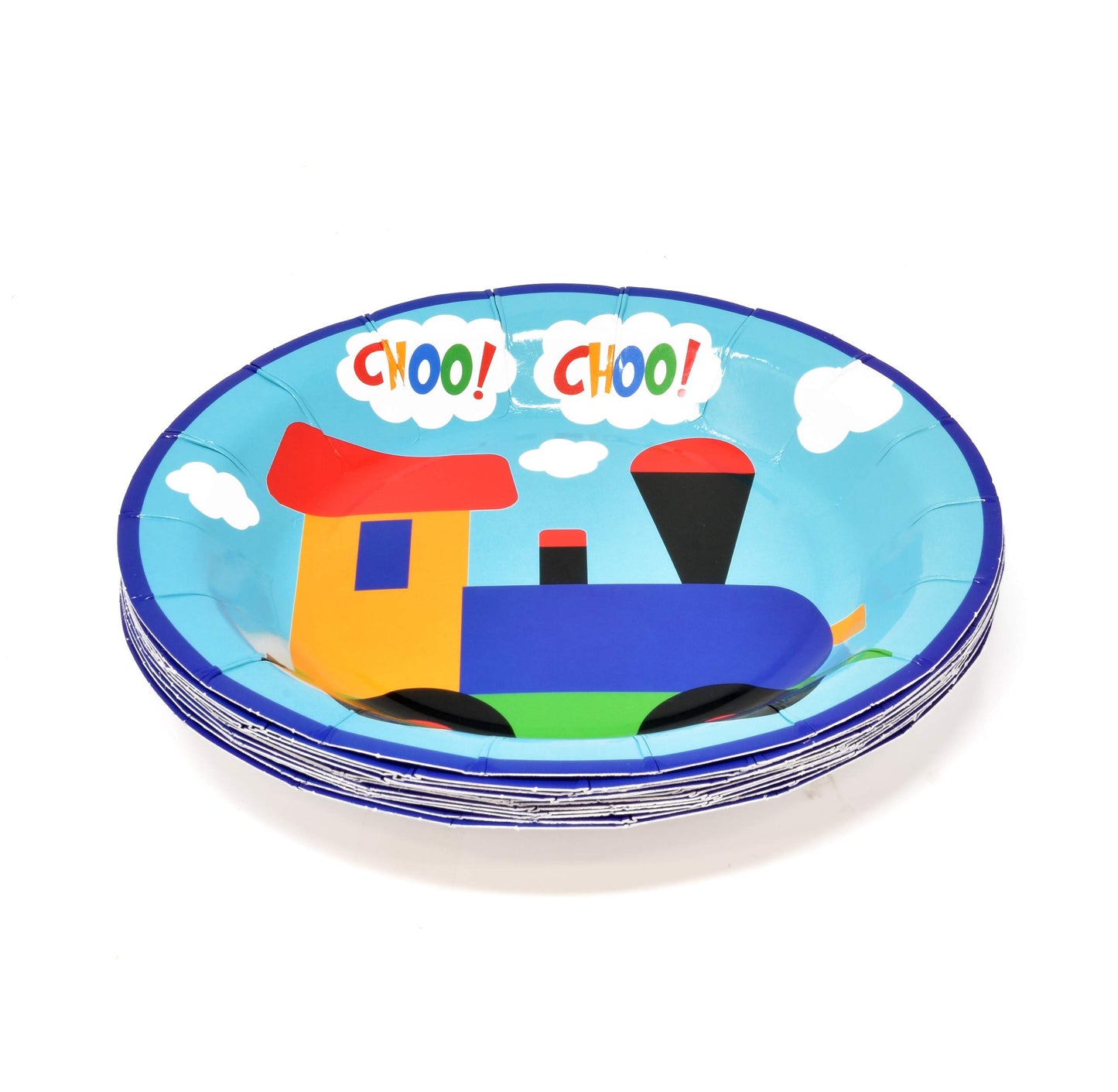 Train Party Supplies Tableware Set 24 9" Plates 24 7" Plate 24 9 Oz. Cups 50 Lunch Napkins Disposable Paper for All Aboard Choo Choo Birthday Decorations Dinnerware Trains Theme Decoration Railroad