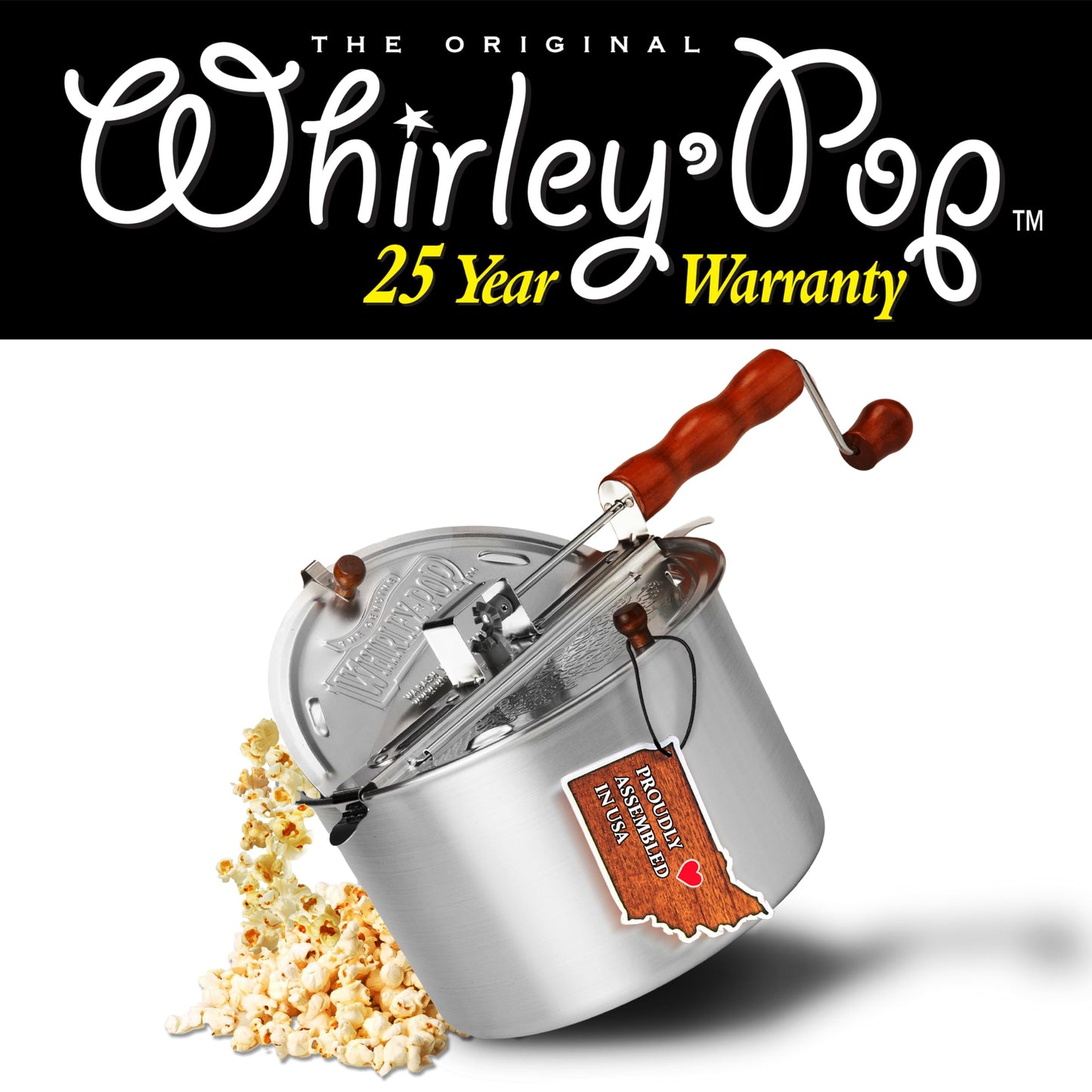 Wabash Valley Farms 25008 Whirley-Pop Stovetop Popcorn Popper, Silver