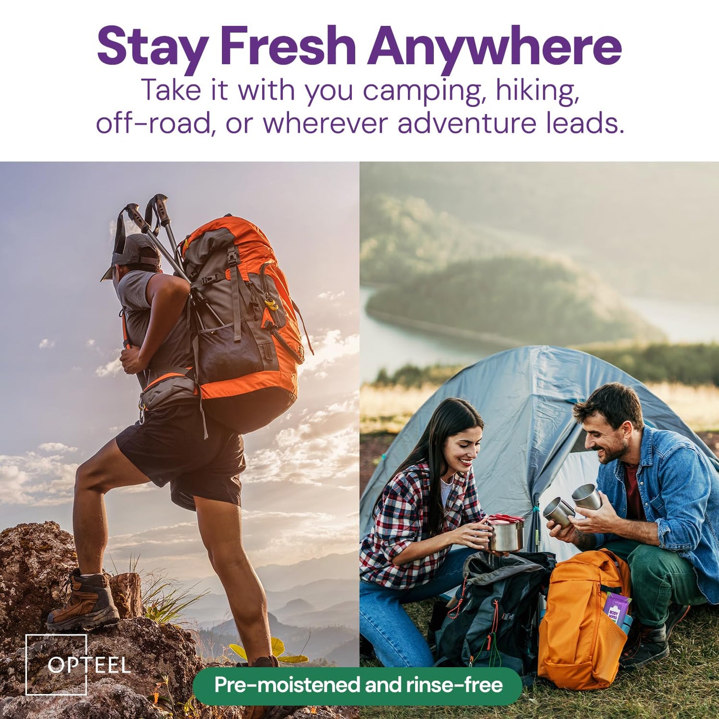 OPTEEL Super Thick Bathing Wipes for Adults Bathing No Rinse – Full Body Shower Wipe, Ideal for Men, Women & Elderly – Extra Large & Soft Travel Wipes Perfect Alternative to Shower – 16 Packs (160ct)