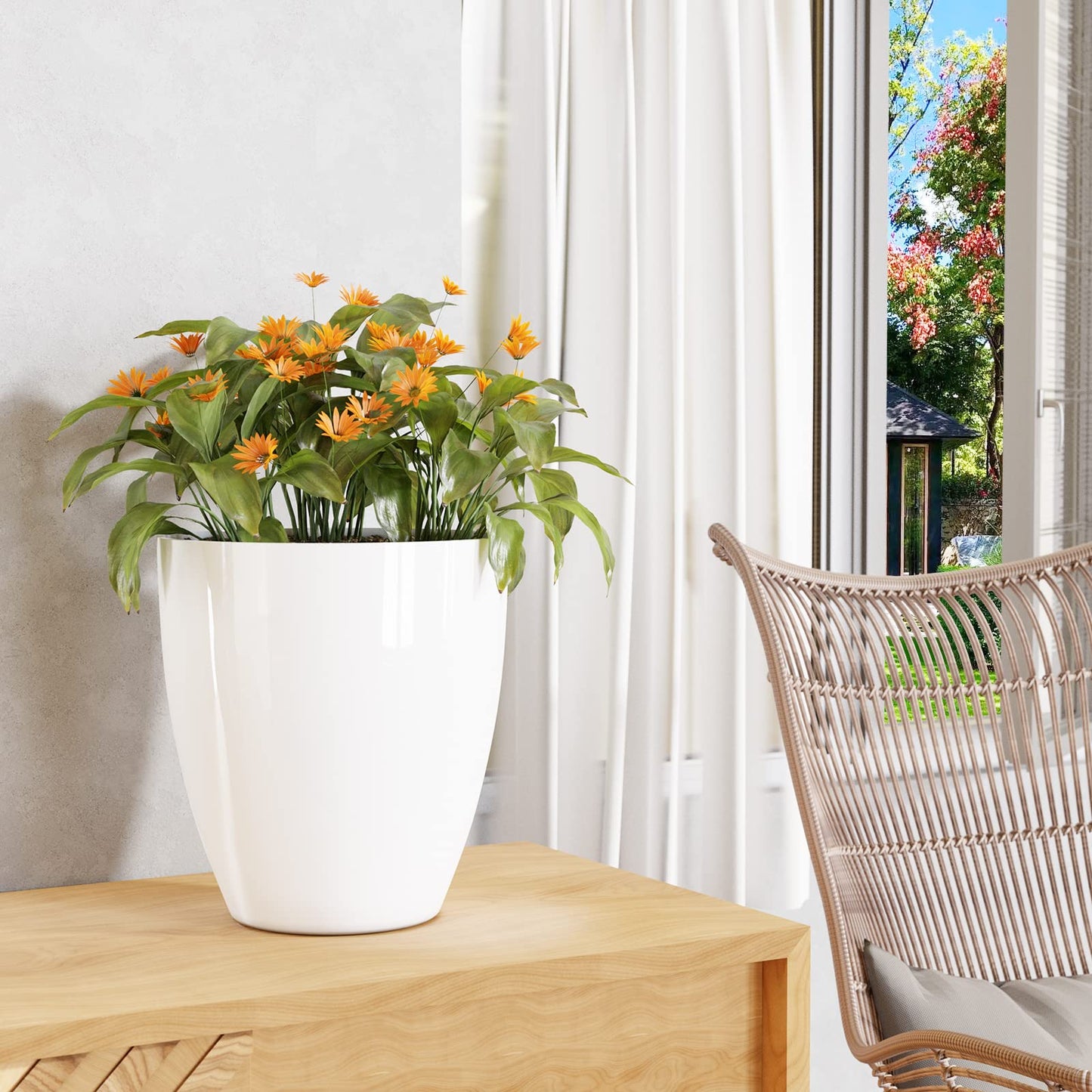 10 inch Planters for Indoor & Outdoor Plants, 2 Pack Sturdy Plant-Flower-Tree Pots for Front Porch Patio Deck Living Room Decor