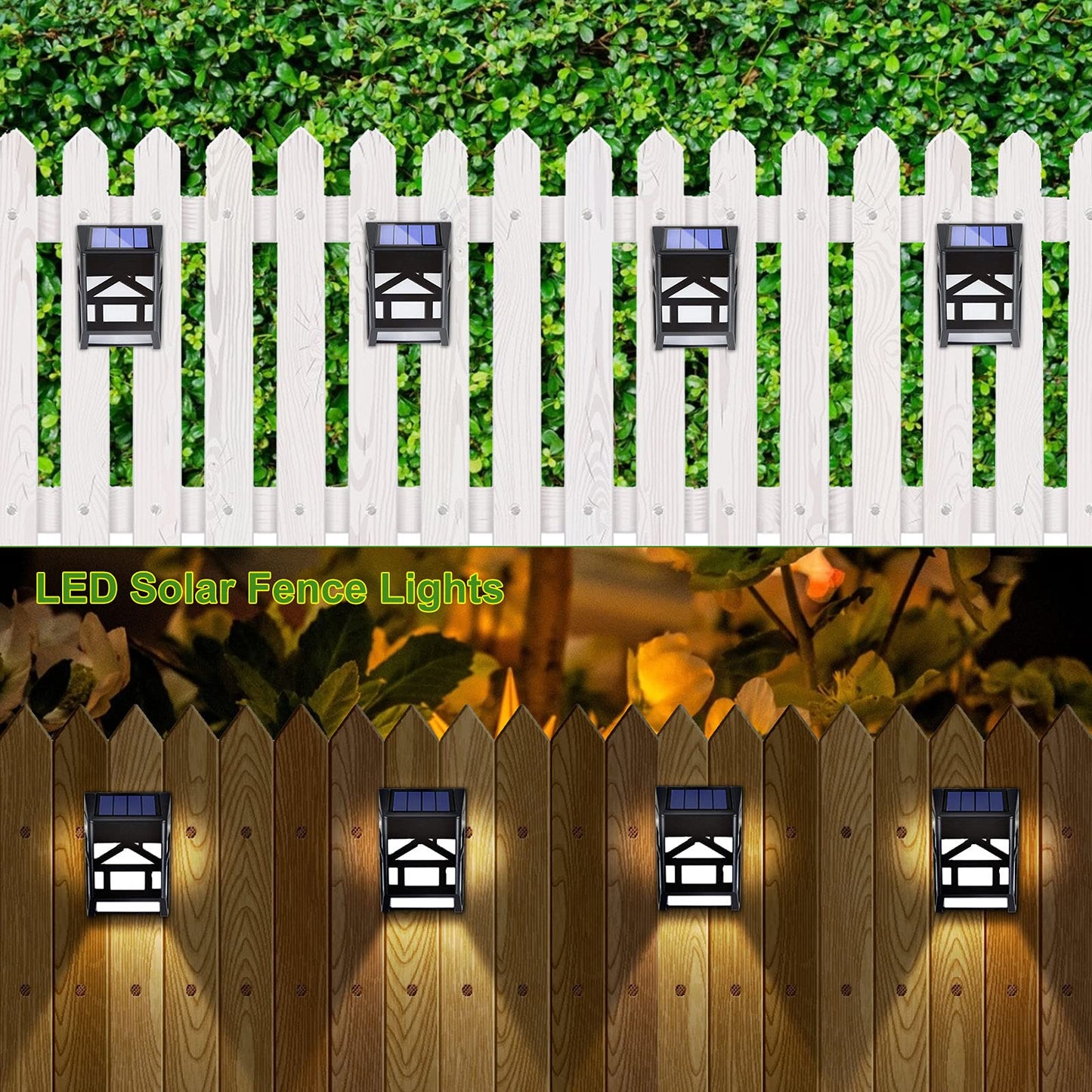 [Pack of 8] Solar Lights Outdoor, Derlights® Waterproof Solar Fence Light, Solar Wall Lights, Led Solar Post Lights for Garden Landscape Stair Porch Deck Yard Lawn