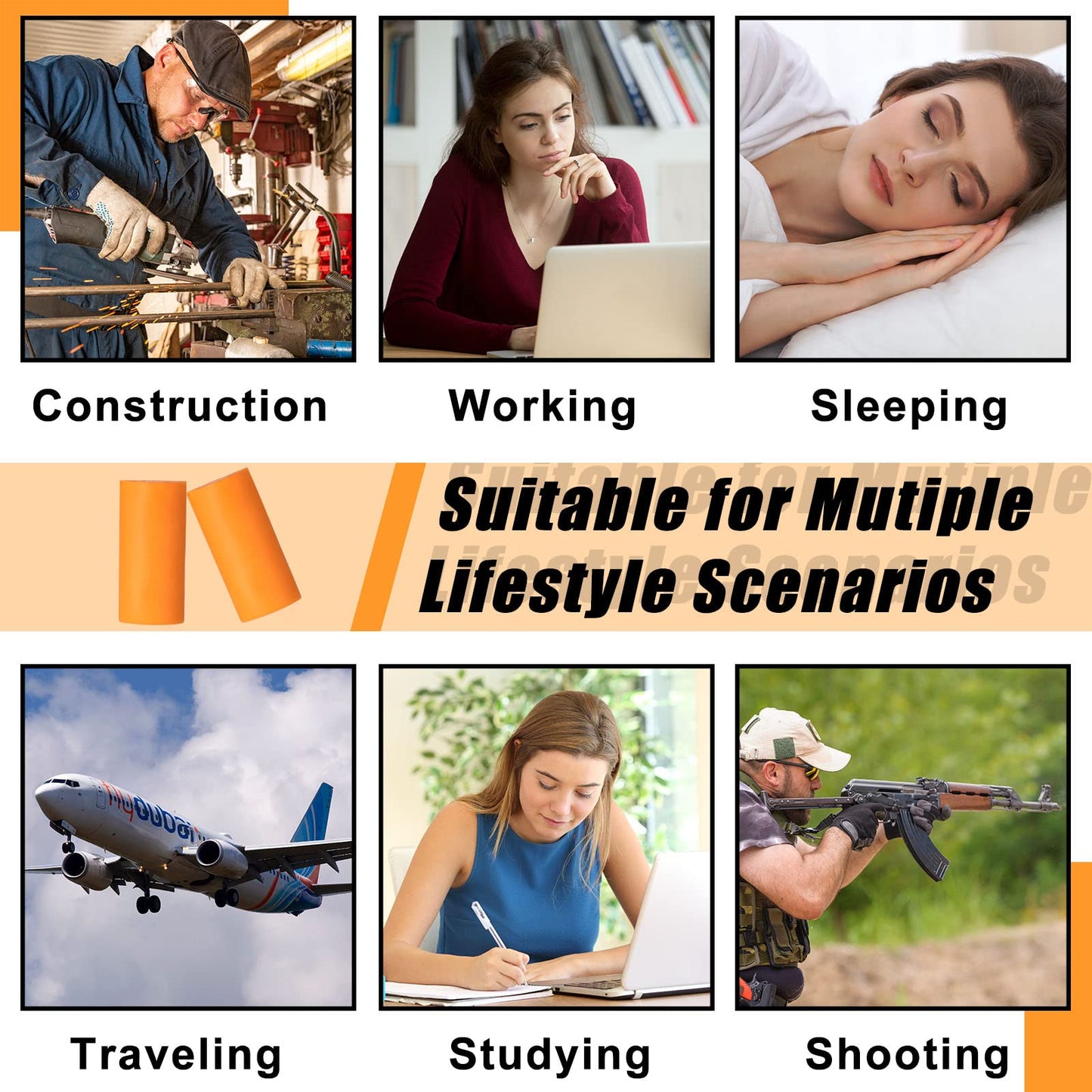 800 Pair Foam Ear Plugs Bulk for Sleeping Noise Cancelling 32db Disposable Comfortable Soft Ear Plugs Hearing Protection Quiet Sleep for Sleeping Snoring Shooting Music Concert