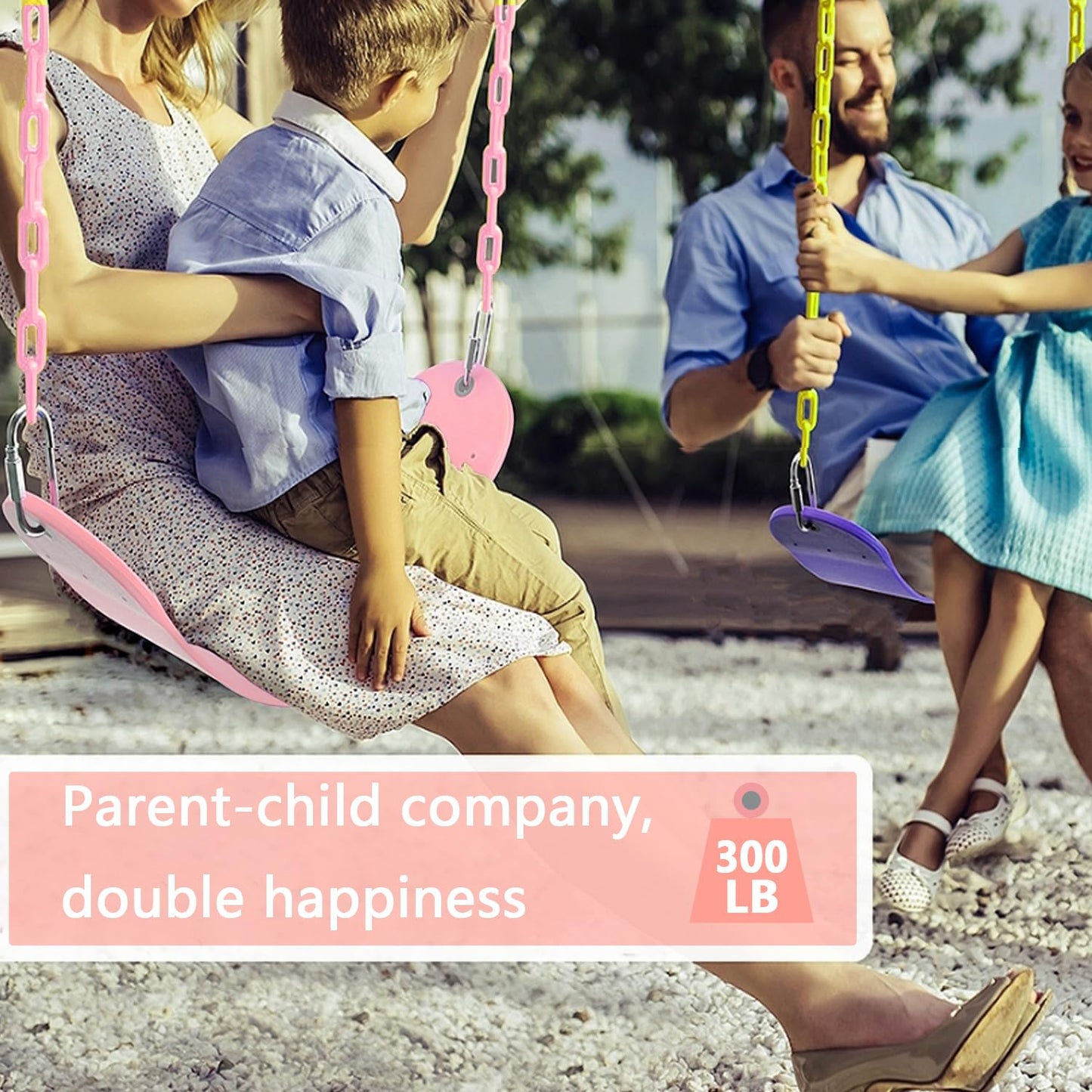 NOSTIFY Swing Seat, 66" Heavy Duty Coated Iron Chain Sensory Swing, Therapy Swing Seat,Outdoor Playground Swing Set Accessories with Snap Hooks and Hanging Straps (Pink)