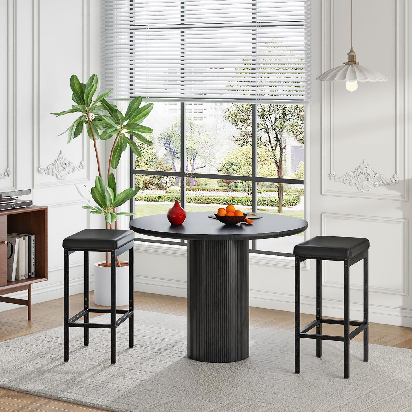 HOOBRO Bar Stools, Set of 2 Bar Chairs, 63 cm Height Stools, Breakfast Bar Stools, Kitchen Bar Chairs, 5 cm Thick Upholstery, for Kitchen, Dining Room, Cafe, Bar Counter, Black BB21BY01