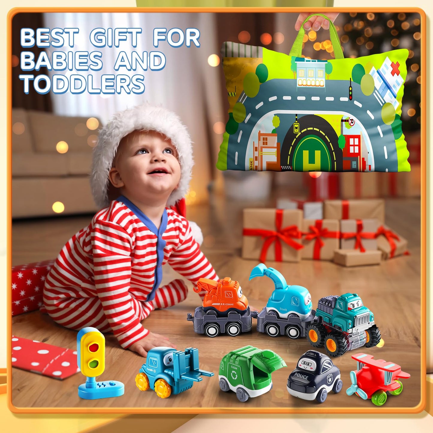 Car Toy With Playmat/Storage Bag for 1 Year Old Boy | 12-18 Months Baby Truck With Trailer | Toddler Toy Age 1-2 | 1st Birthday Gift for 1-2 Year Old Boy