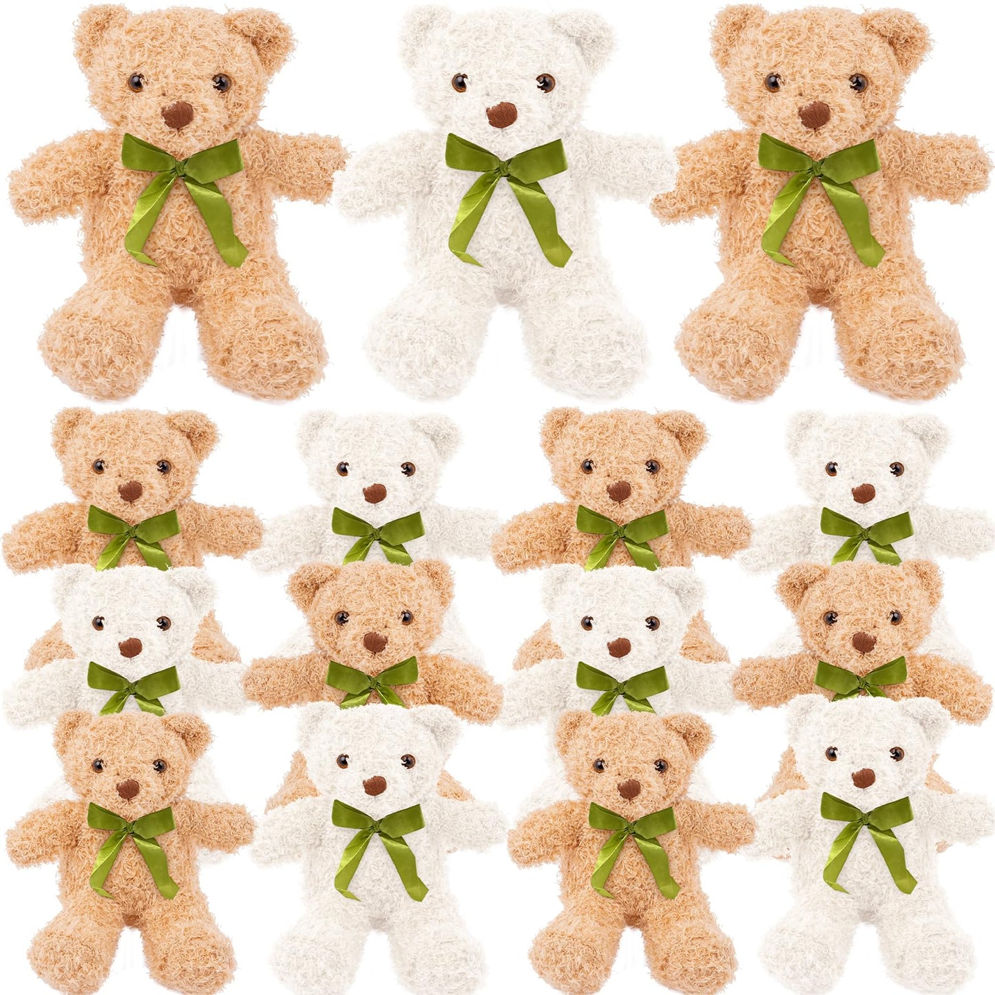 15 Pack Bear Stuffed Animal 10 Inch Small Plush Bear Toy Cute Soft Plush Stuffed Bears Toy with Bow Tie for Birthday Christmas Baby Shower Valentine's Day Graduation Party Gift