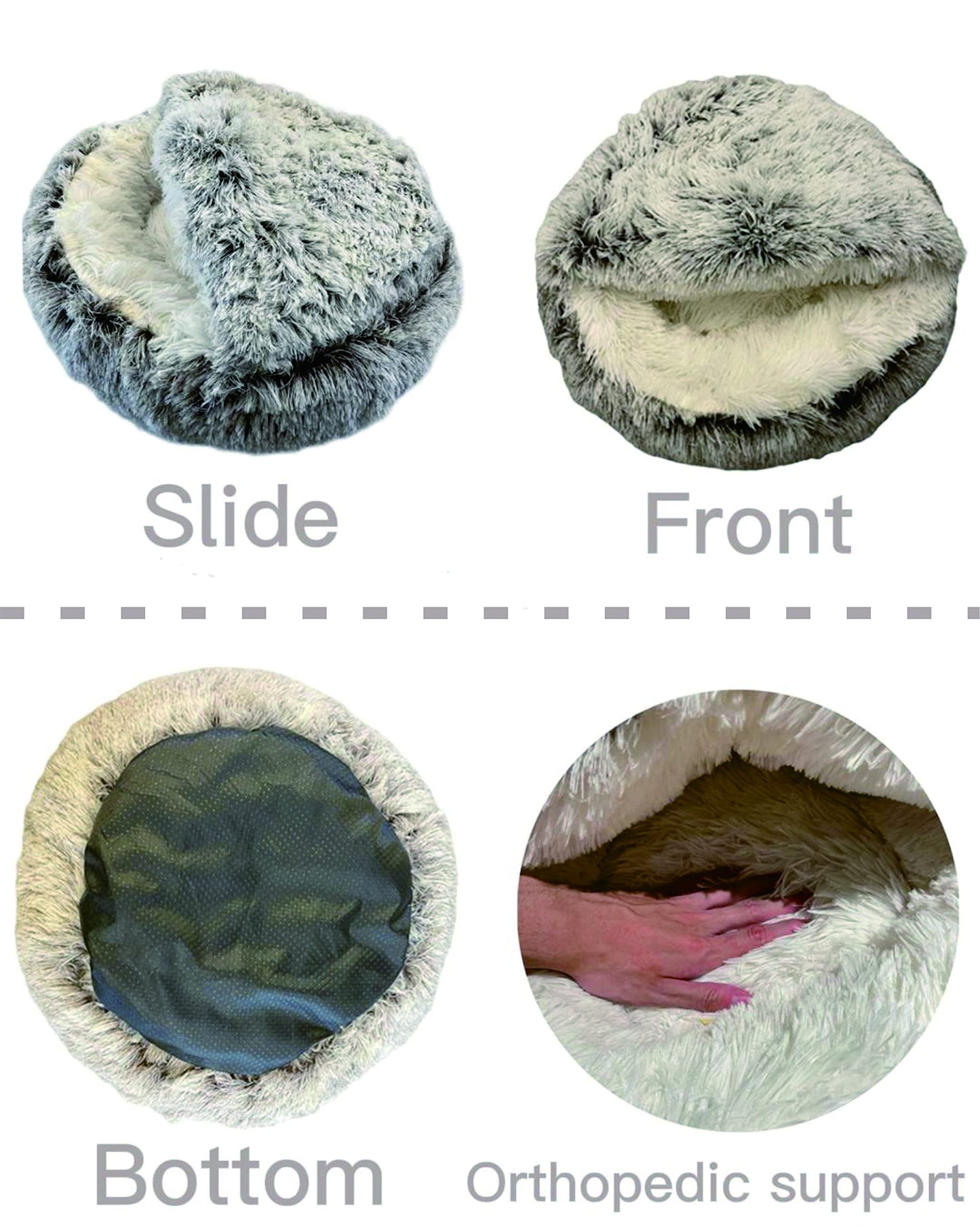 ShinHye Cat Bed Round Hooded Cat Bed Cave, Cozy for Indoor Cats or Small Dog beds, Soothing Pet Beds Dog Bed - Waterproof Bottom Washable, (20×20inch, Grey)