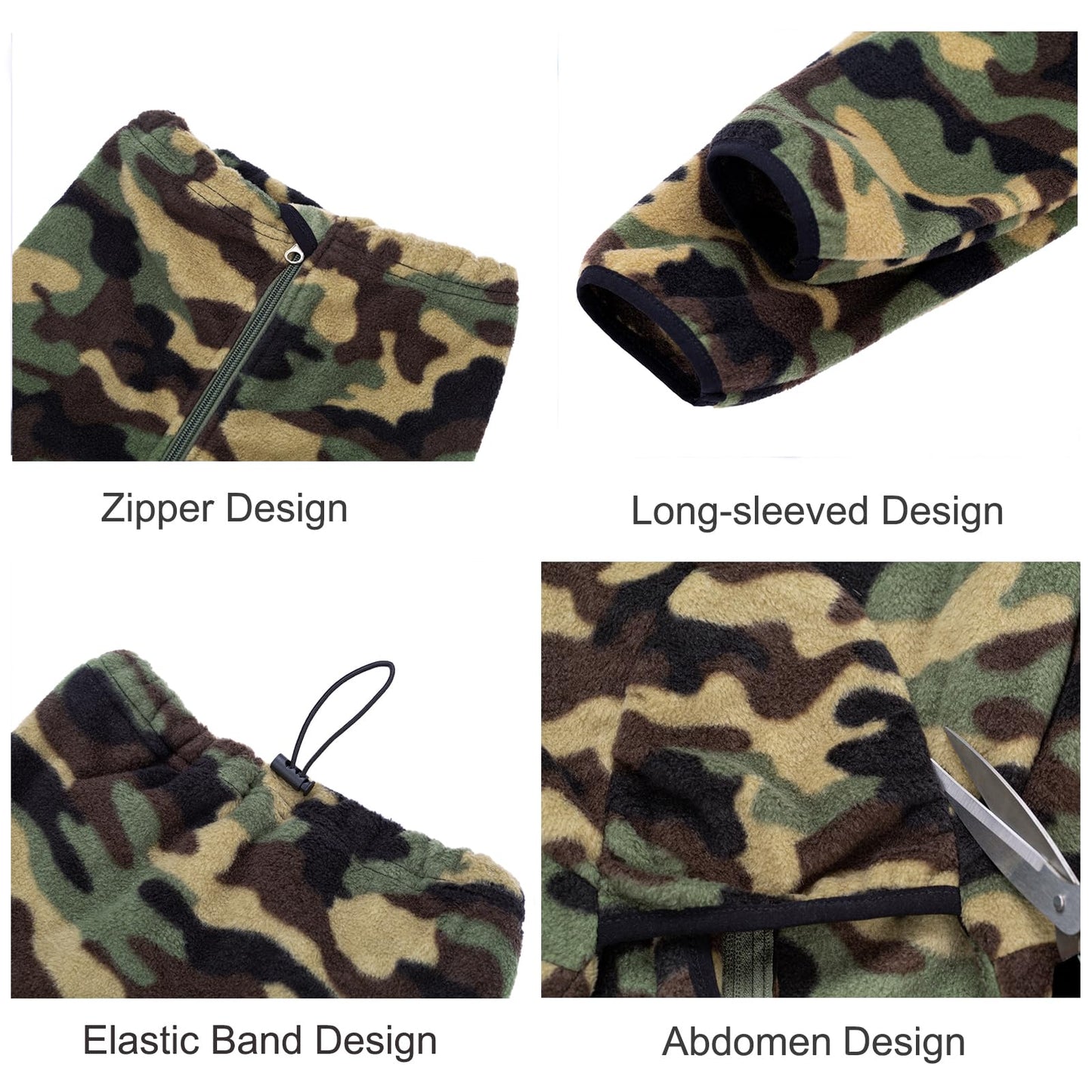 Dog Winter Warm Coats 4-Legs Fleece for Large Medium Dogs, High Collar Dog Cold Weather Coat Full Body Dog Snowsuit Comfort Windproof Dog Sweater (Camouflag, 6XL)