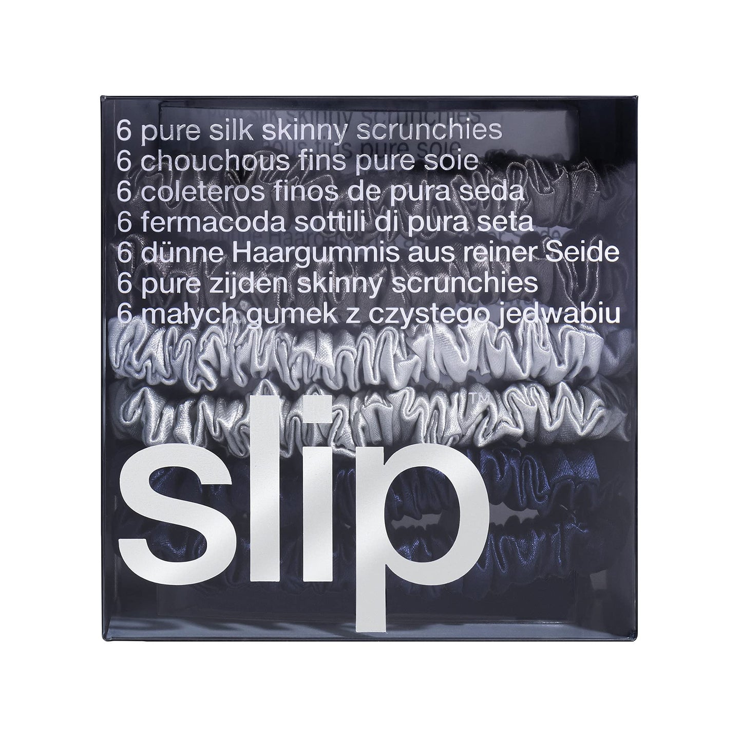 slip Skinnies The Midnight Collection | Pure Silk Skinny Scrunchies Set | 100% Mulberry Silk, Anti-Crease, Ultra Soft, Gentle on Hair, Prevents Breakage | Set of 6, Stylish & Durable