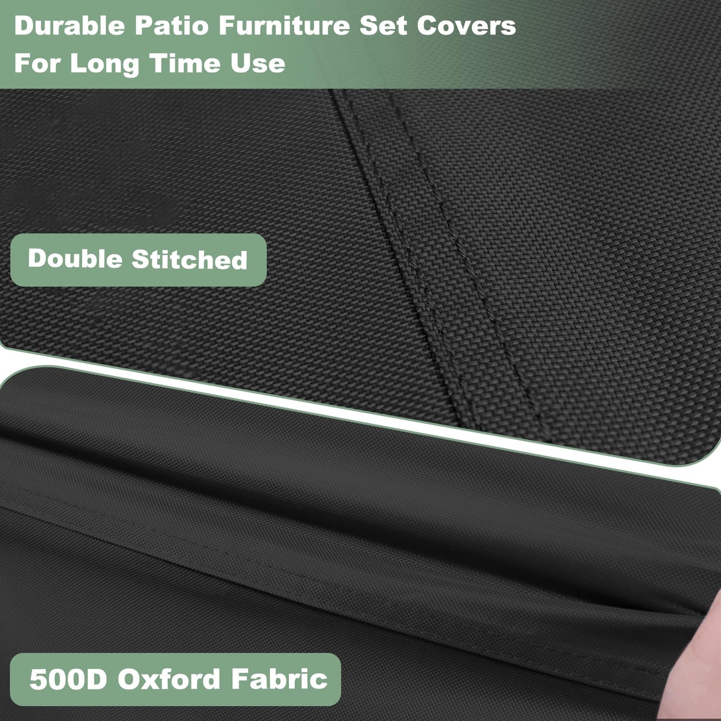 Gasadar Outdoor Patio Furniture Covers Waterproof,500D Oxford,All Weather Protection Patio Table Covers for Outdoor Furniture Set,110" L x 84" W x 28" H,Black