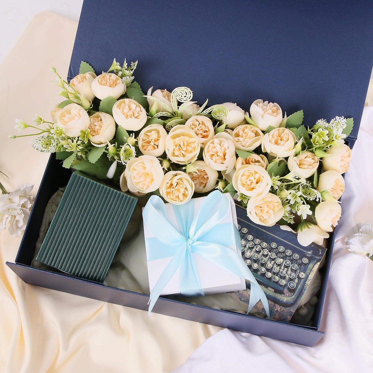Aimyoo Navy Blue Magnetic Gift Boxes with Lids 13.8x9x4.3 in, Large Bridesmaid Groomsman Proposal Box, Rectangle Collapsible Box for Graduation Storage 5 Pack